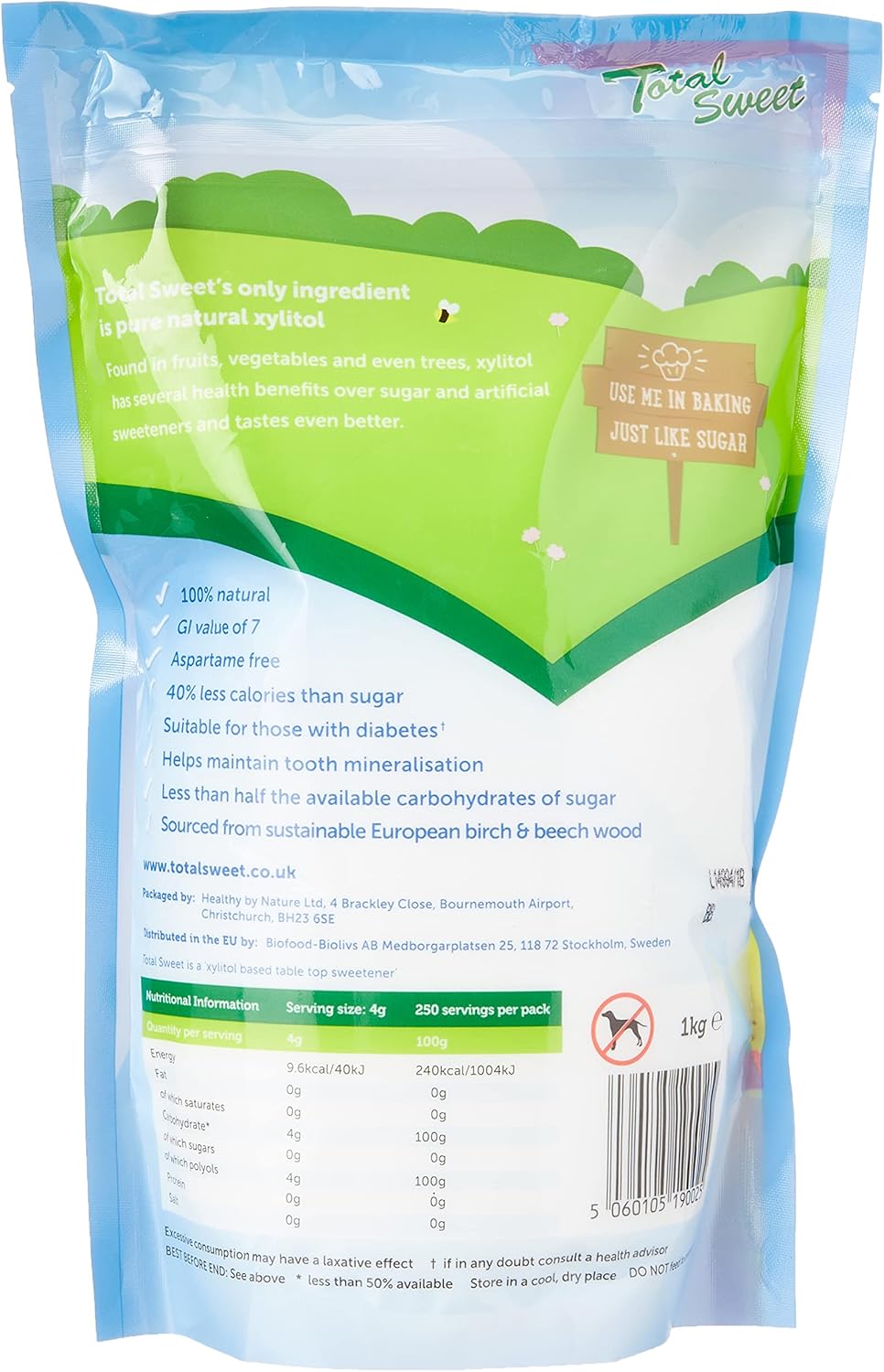 Total Sweet 100% Natural Xylitol Sugar Alternative, 1kg – Birch Wood Derived, Low GI, Gluten Free, Vegan 5