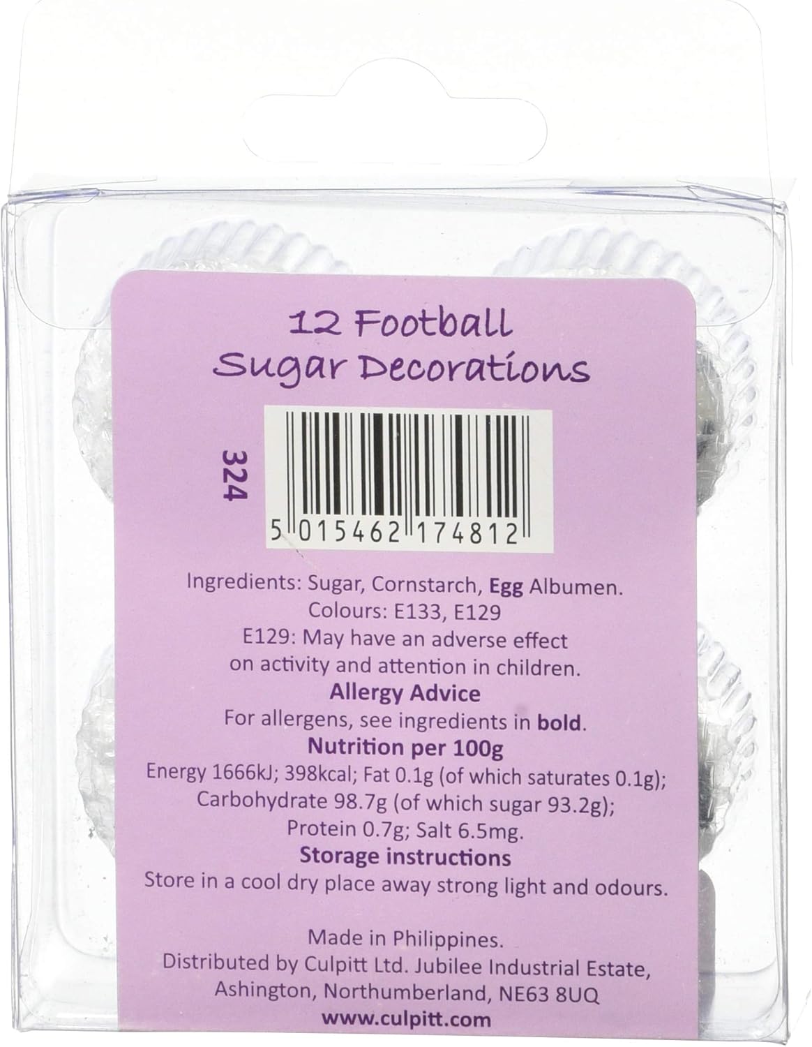 Culpitt - Football Sugar Pipings Edible Cake Decorations Pack of 12 5