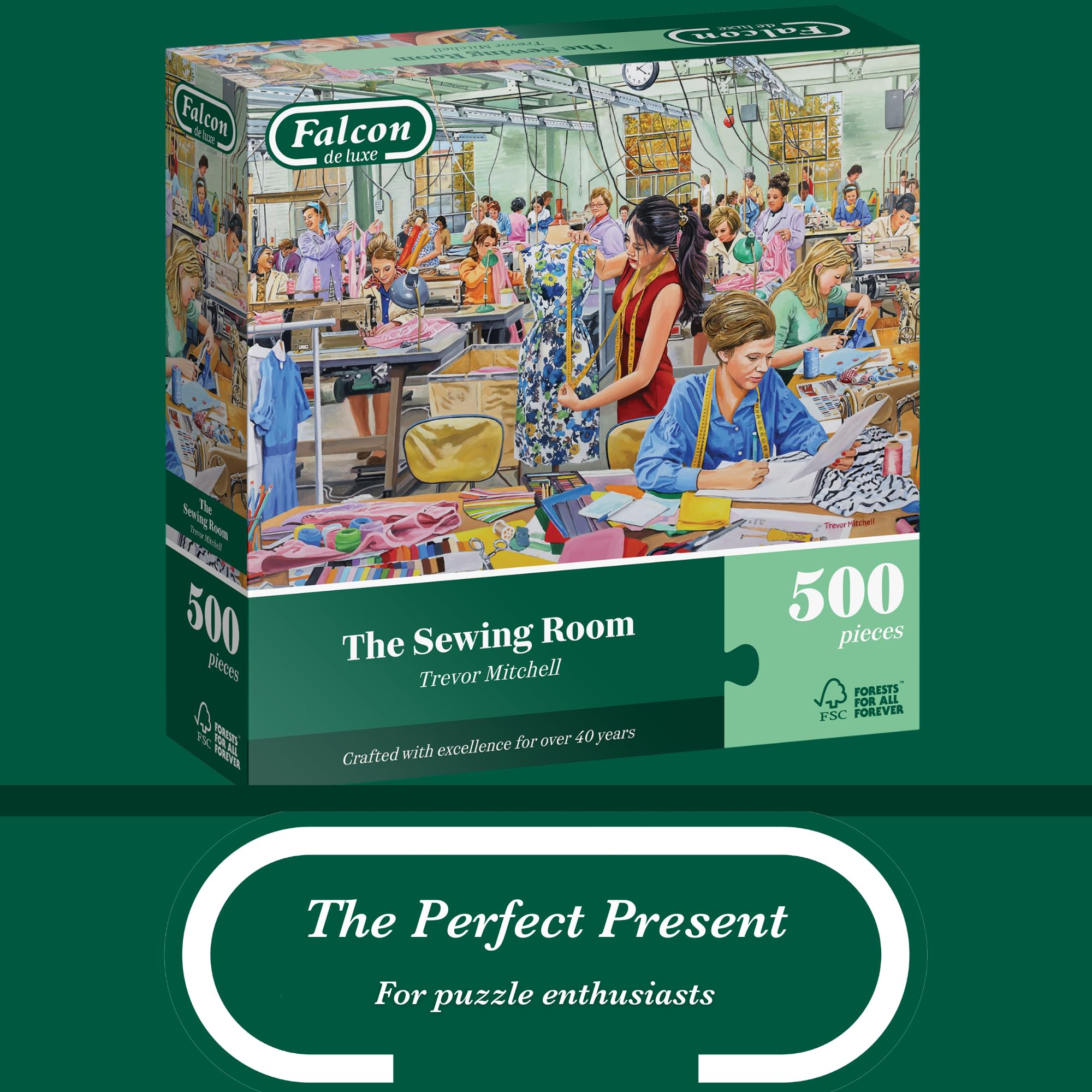 Falcon The Sewing Room Jigsaw Puzzle - 500 Piece Adult Puzzle Illustrated by Trevor Mitchell