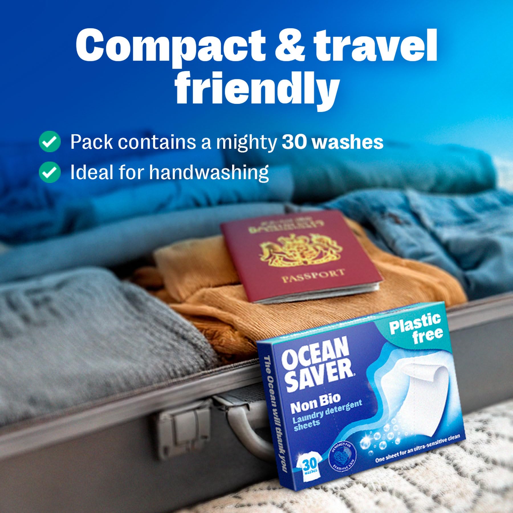 OceanSaver - Eco Laundry Detergent Sheets Non-Bio | 30 Washes, Plastic-Free, Biodegradable 8