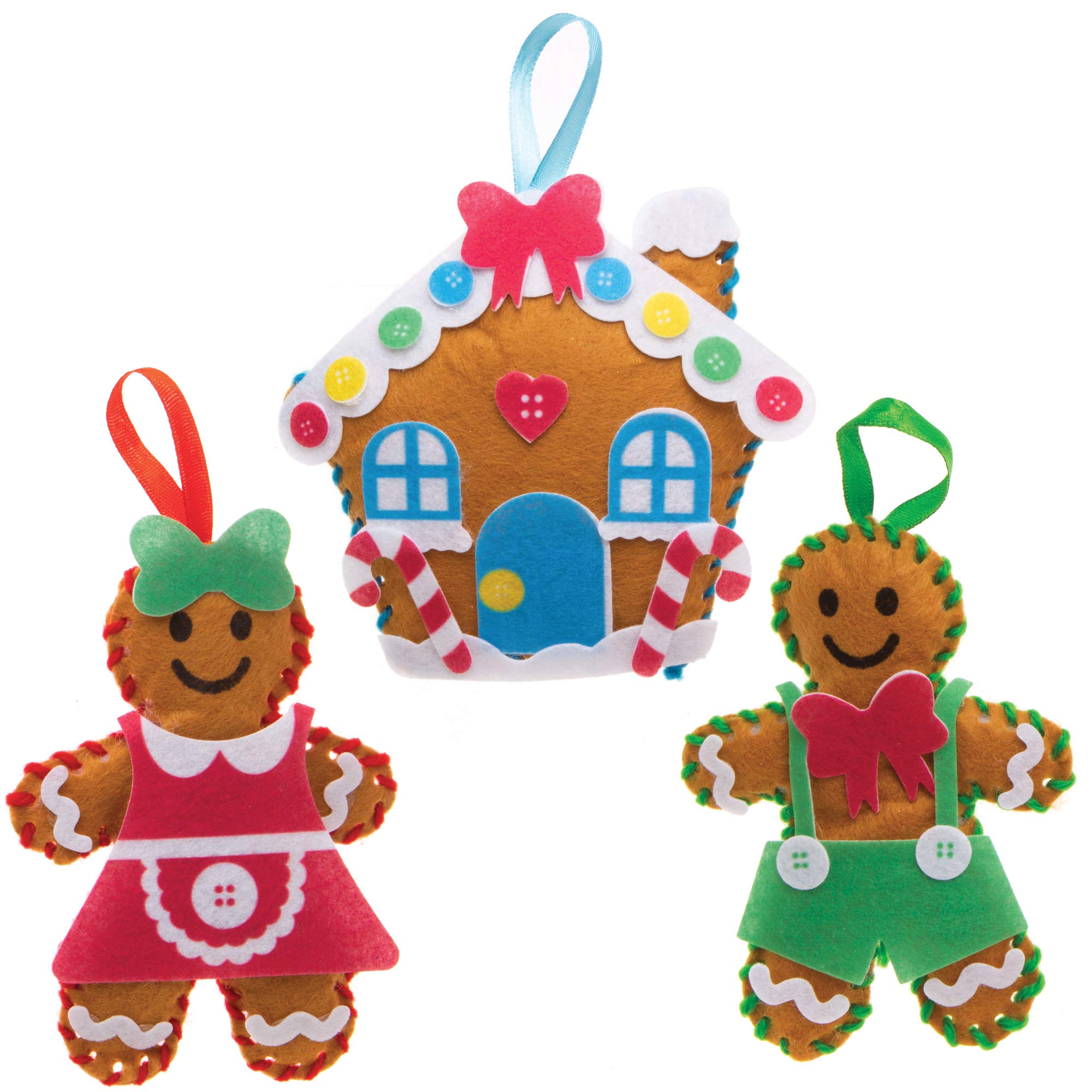 Baker Ross Gingerbread Decoration Sewing Kits - Christmas Craft for Kids Ages 3+ 5