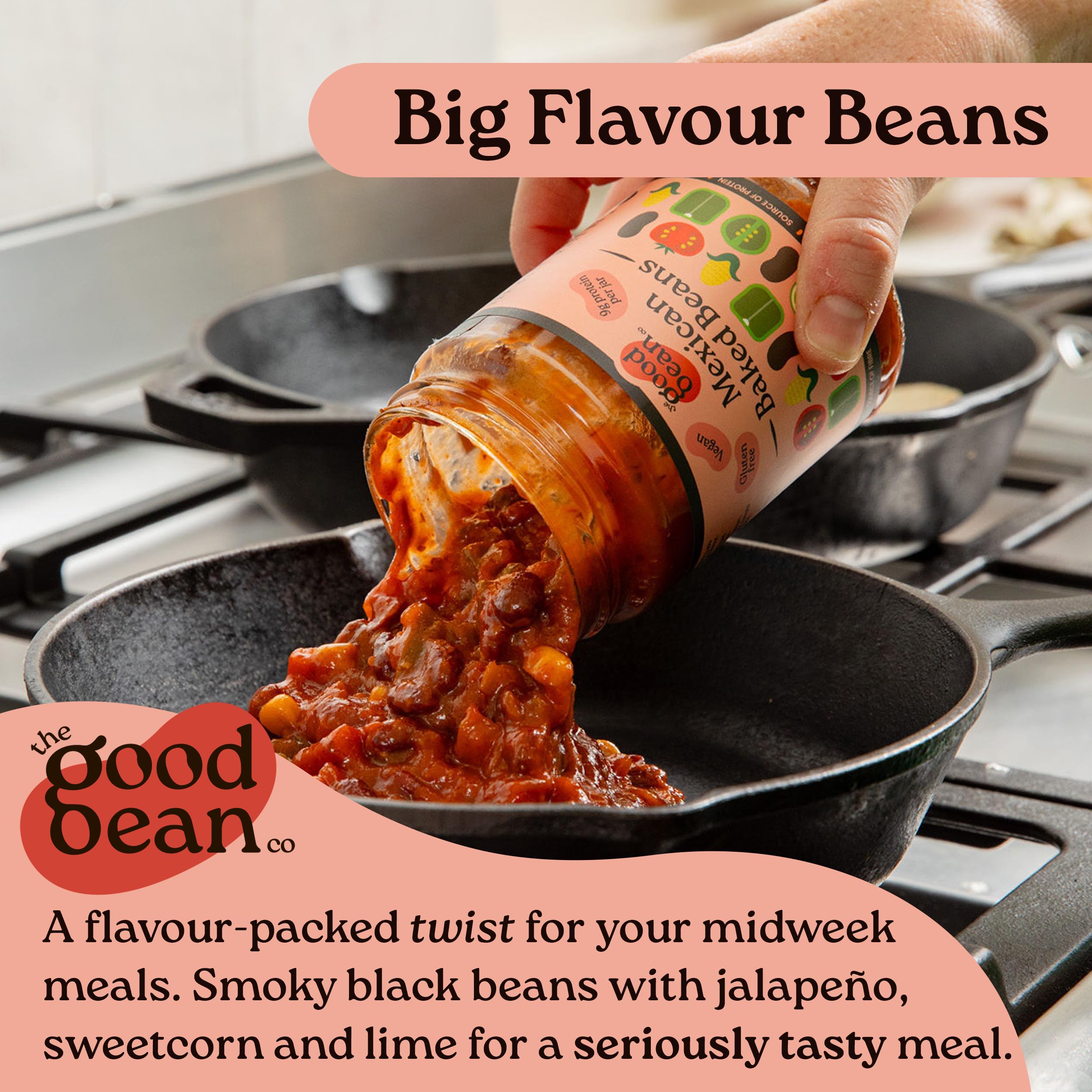 The Good Bean Co Mexican Baked Beans 350g - Spicy Black Beans in Smoky Chilli Sauce 6