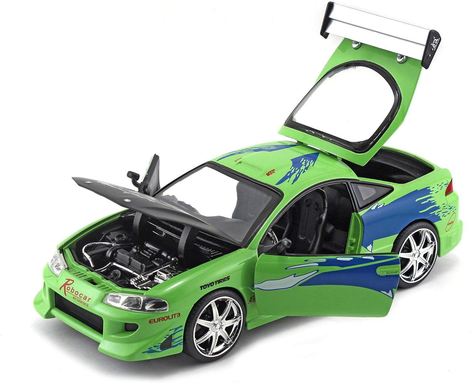 FAST & FURIOUS 1995 Mitsubishi Eclipse 1:24 Scale Die-Cast Replica Car - Jada Collectible Vehicle 7