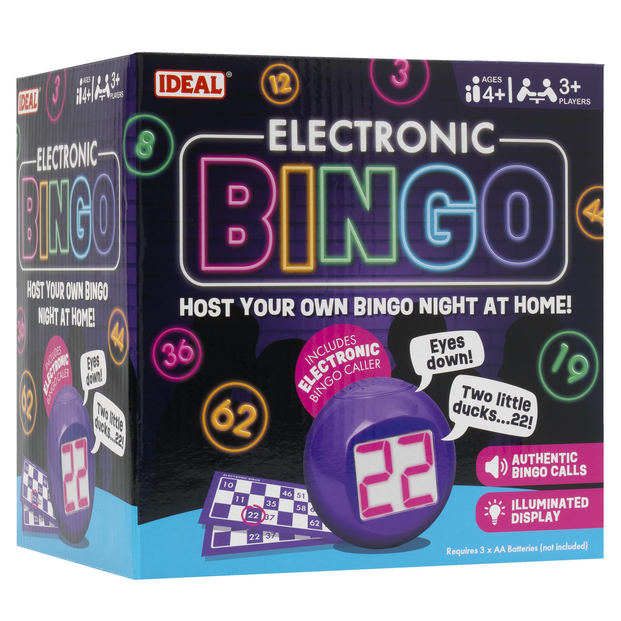 Ideal Electronic Bingo Machine - Host Family Bingo Night with 4 Games & Illuminated Display