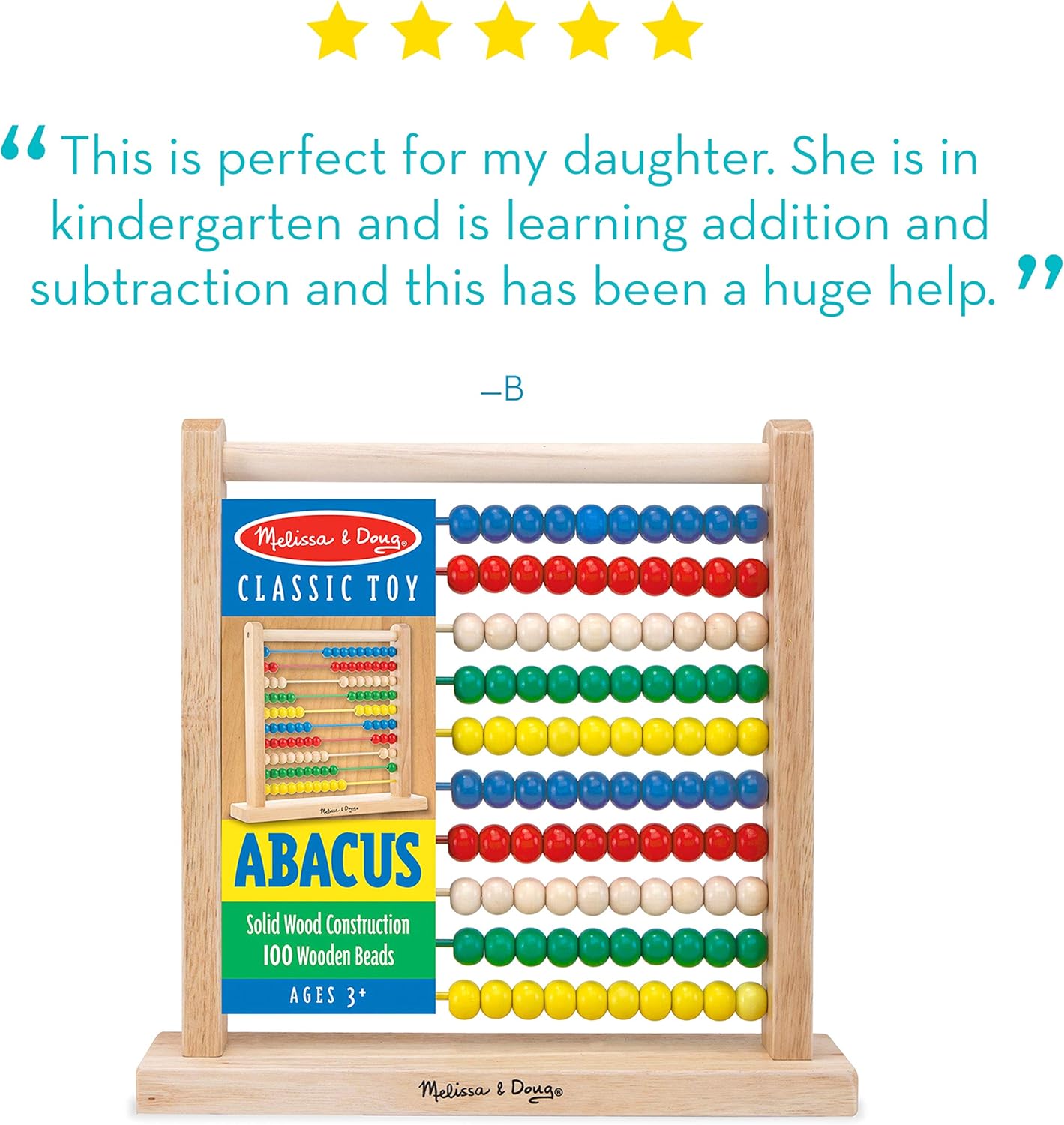Melissa & Doug Wooden Abacus - Educational Counting Frame for Kids 6