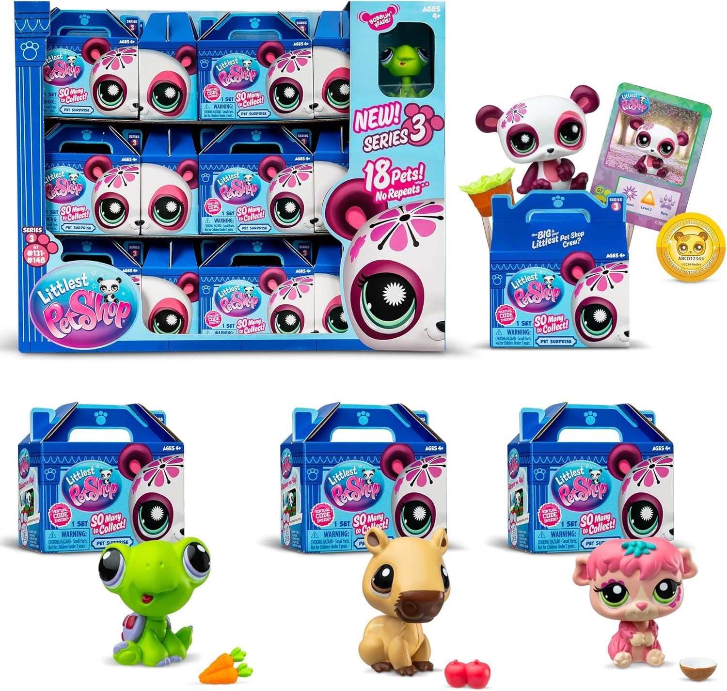 Littlest Pet Shop Series 3 Pet Surprise Blind Box Bundle - 18 Mini Figures with Accessories & Virtual Codes