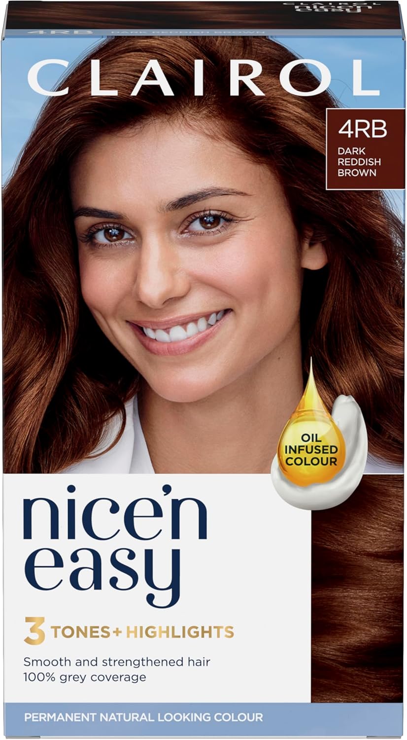 Clairol Nice'N Easy Crème - Permanent Hair Dye with Oil Infusion, 4RB Dark Reddish Brown