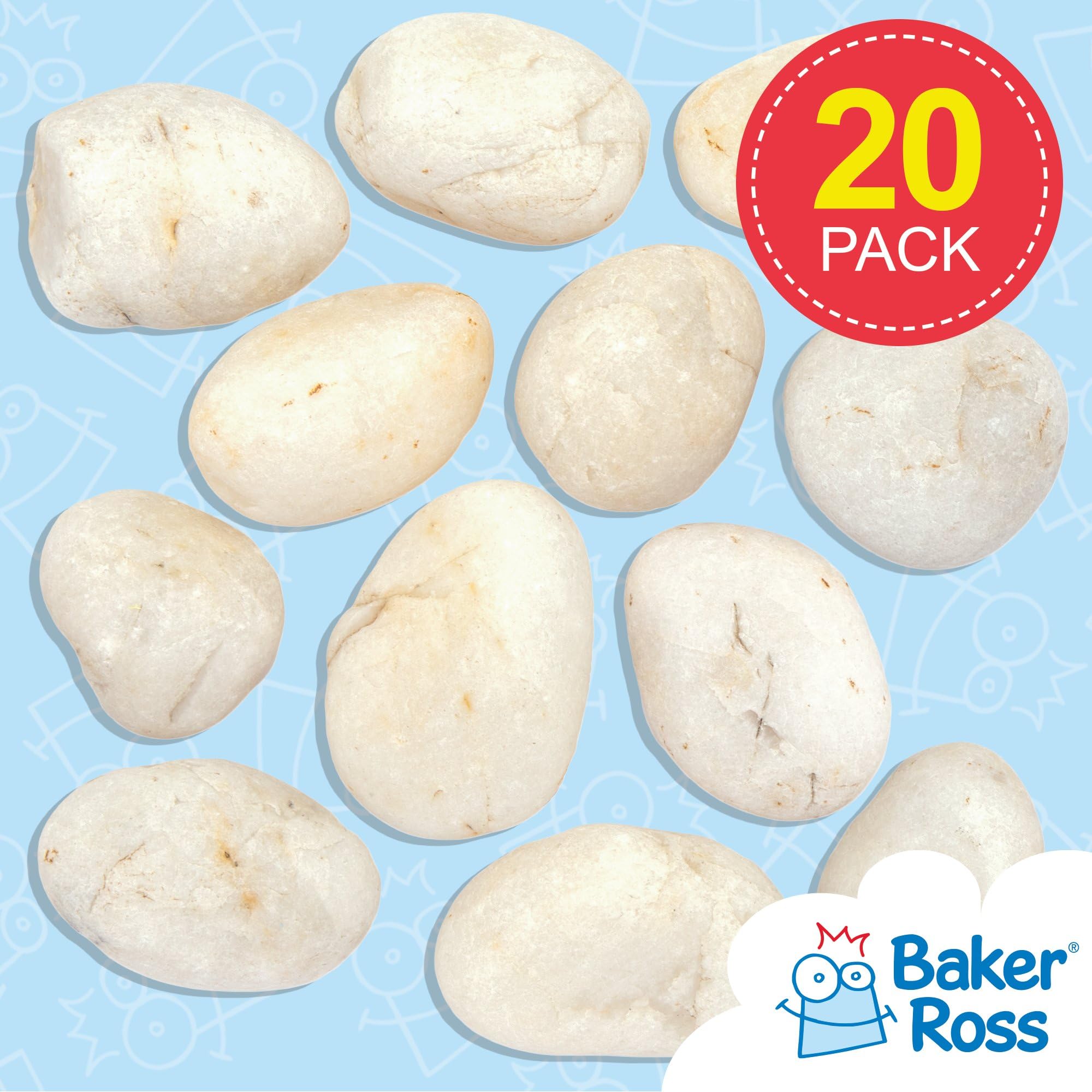 Baker Ross White Painting Stones - Pack of 20, 6.5cm Pebbles, Craft Painting Supplies 2