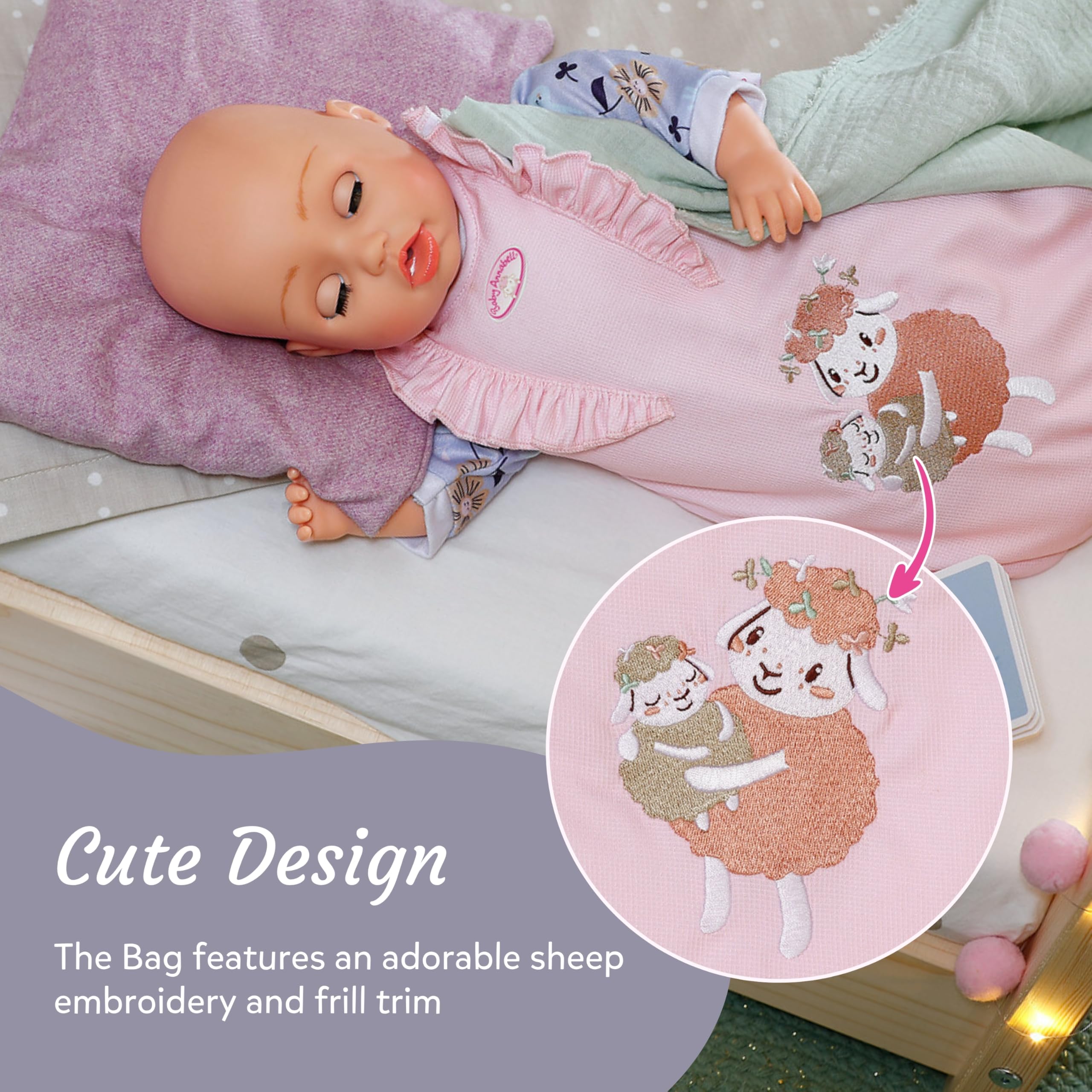 Baby Annabell Sleeping Bag - Pink Floral Design | Fits 36cm & 43cm Dolls | Ages 3+ 5