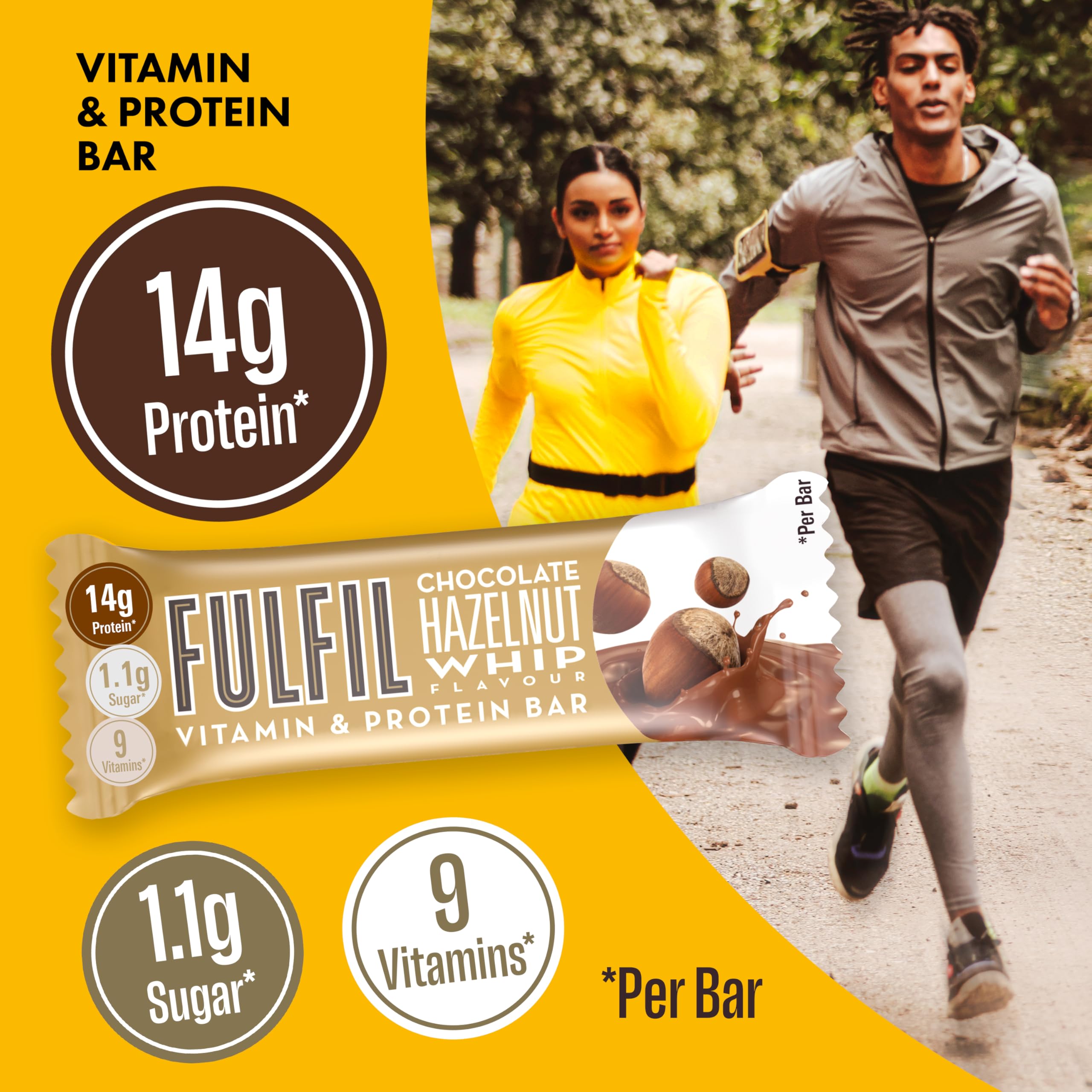 Fulfil Chocolate Hazelnut Whip Protein Bar - High Protein, Low Sugar, 9 Vitamins | 40g