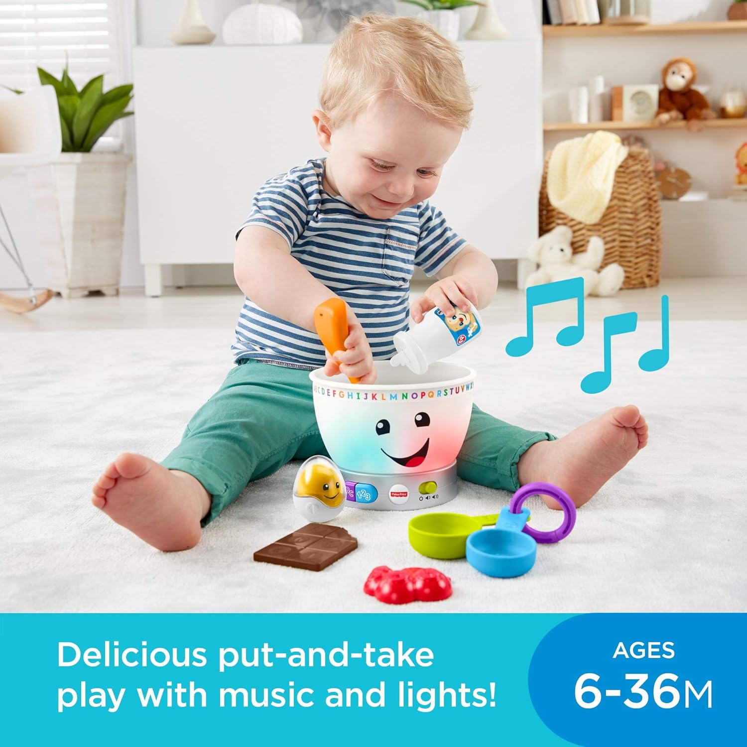 Fisher-Price Laugh & Learn Magic Colour Mixing Bowl - Light-Up Educational Pretend Play Toy for Toddlers 6M+ 6