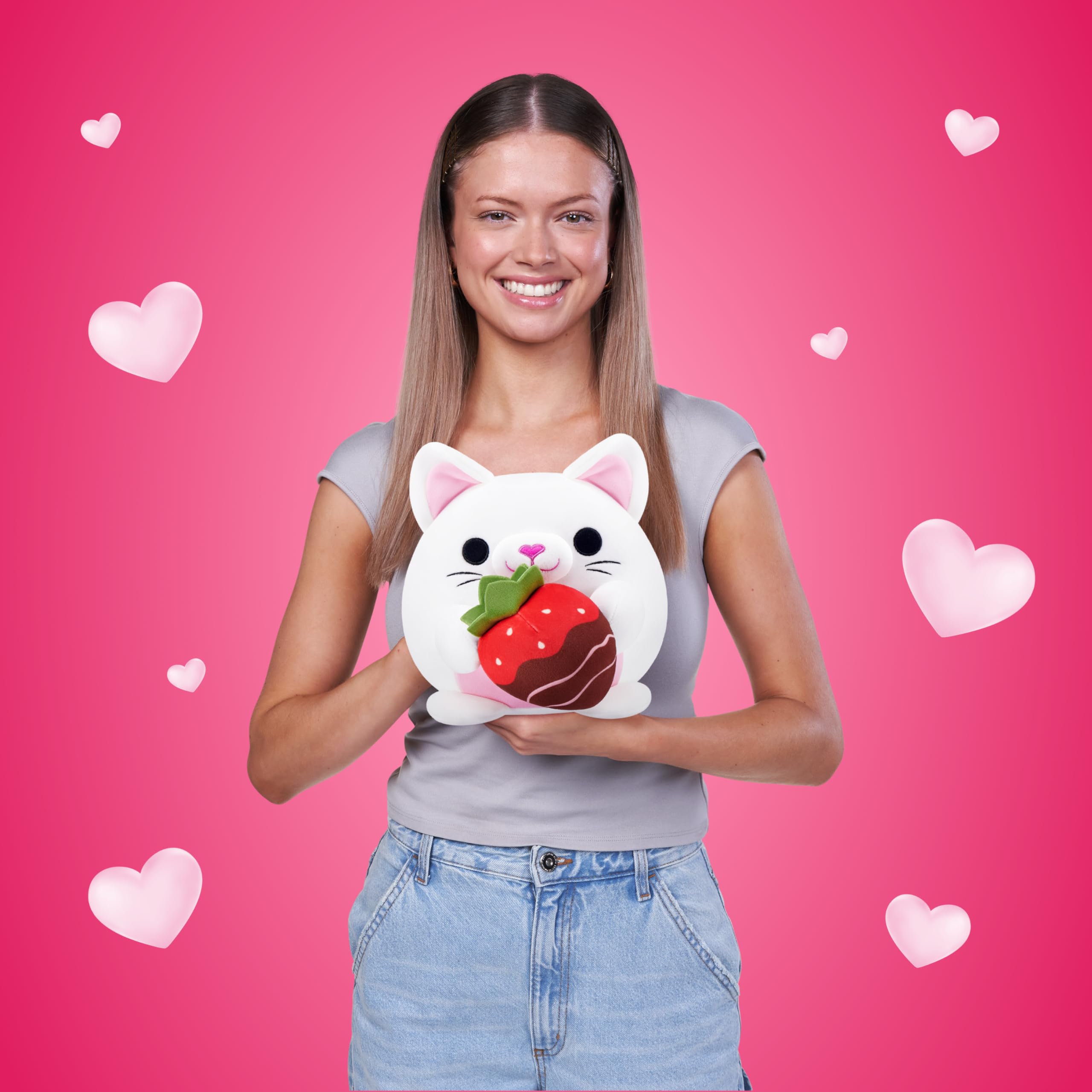 Snackles Valentine’s Edition 8-Inch Plush Toy - Kitten with Strawberry Choco | Polyester 7