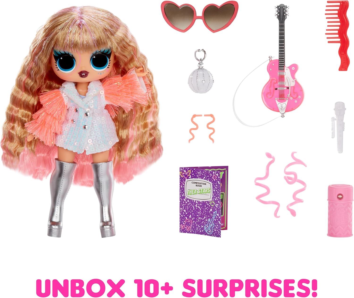 L.O.L. Surprise! Thea Stars Neon Pop Stars Fashion Doll with UV Flashlight and Accessories 6