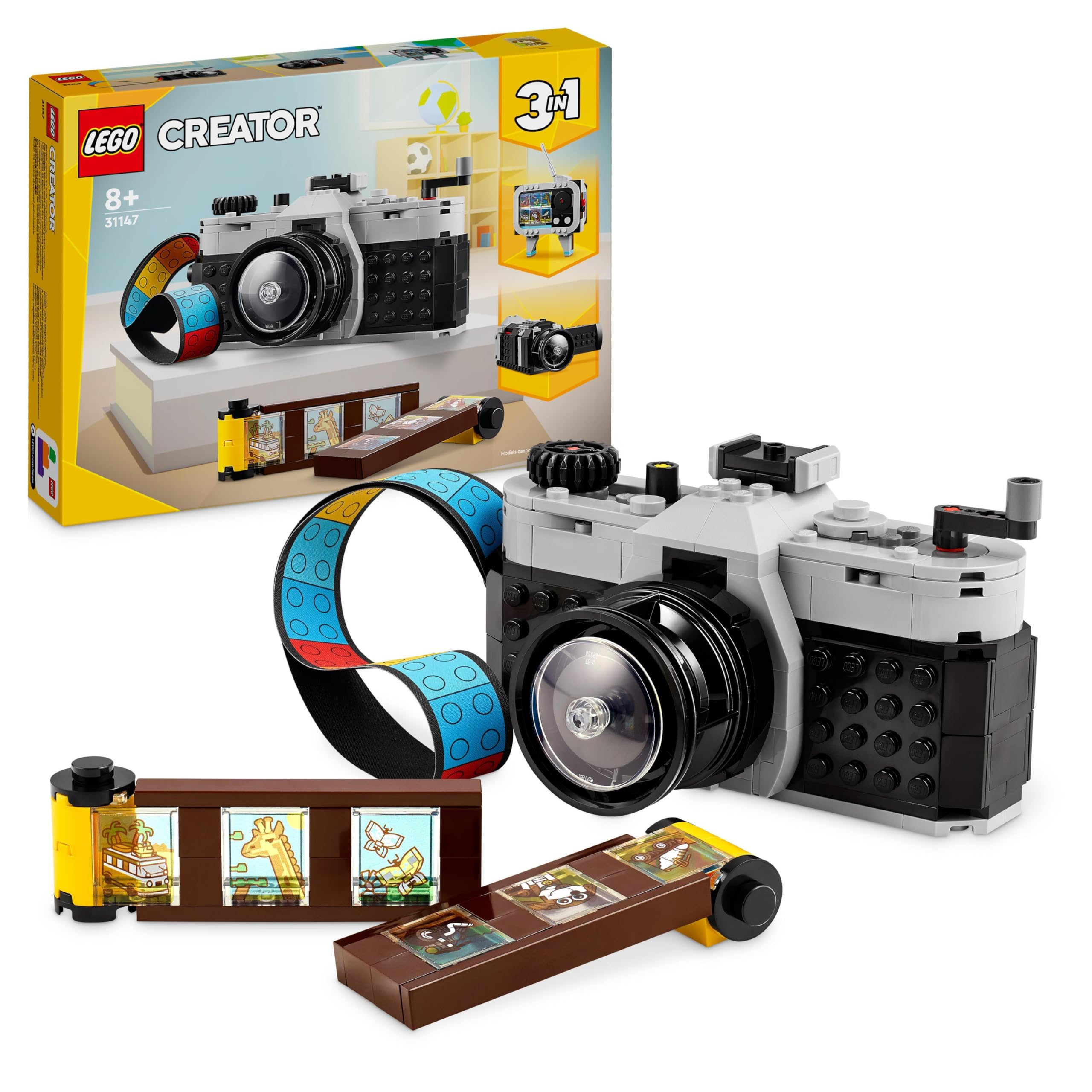 LEGO Creator 3in1 Retro Camera Set - Build a Camera, Video Camera & TV - 261 Pieces for Ages 8+