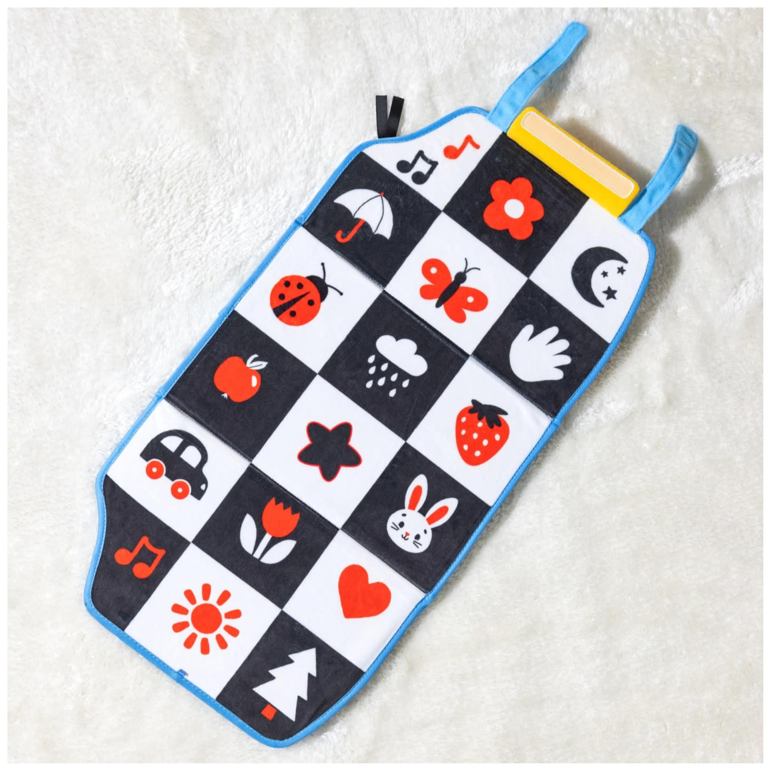 Ms. Rachel Tummy Time Activity Bus - Soft Folding Play Mat with Mirror & Textures for Sensory Development 16