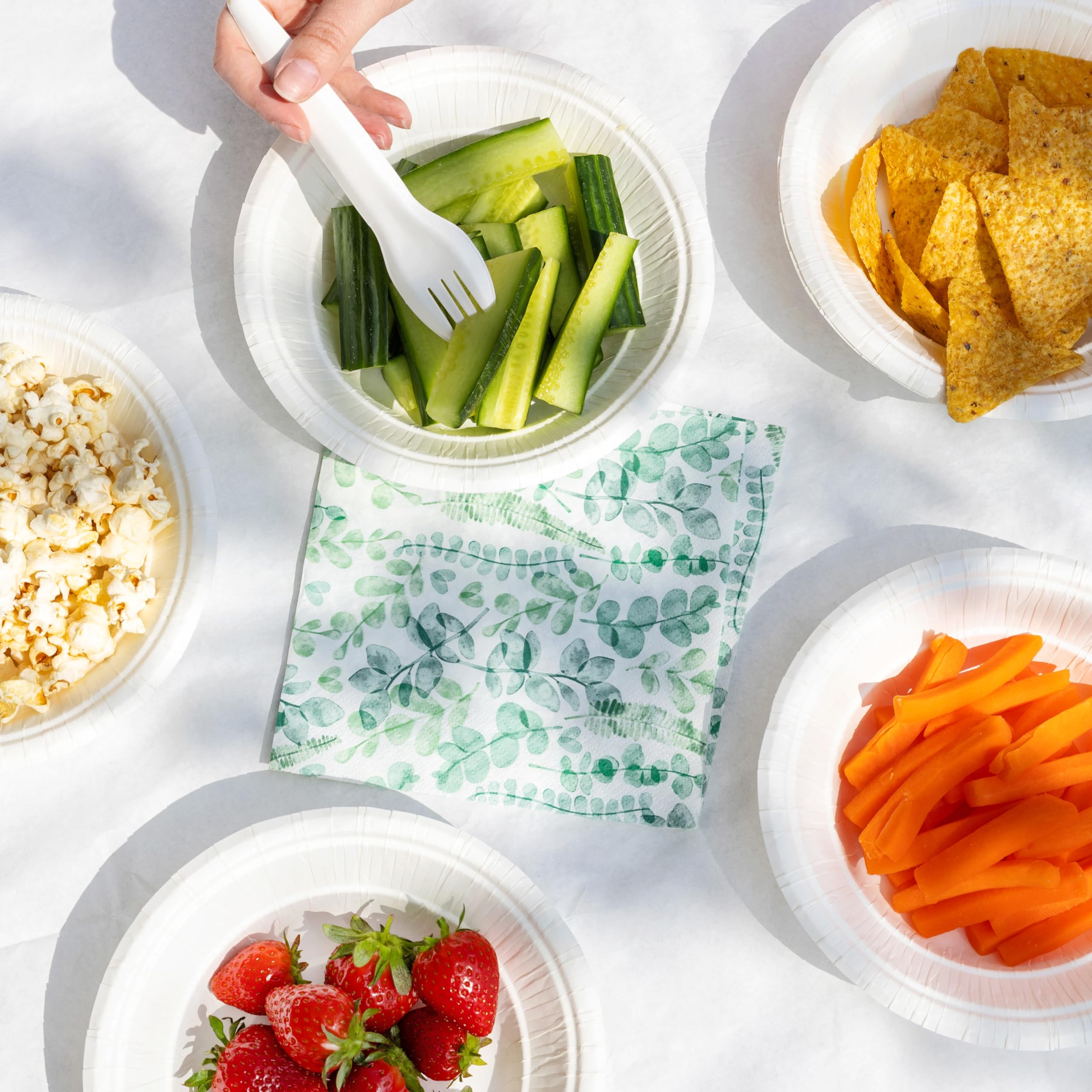 Talking Tables Grüne Blätter, 2-lagige weiche Papierservietten, 100er-Packung, umweltfreundlich, kompostierbar, Einweg, 33 cm 5