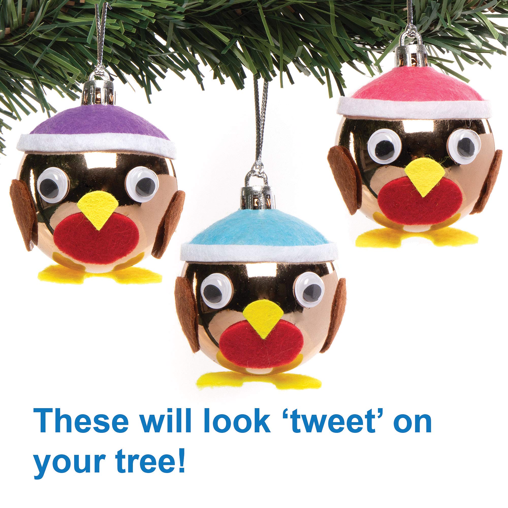 Baker Ross Christmas Robin Bauble Kits – Pack of 6 Make Your Own Christmas Decoration Craft (AV479) 4