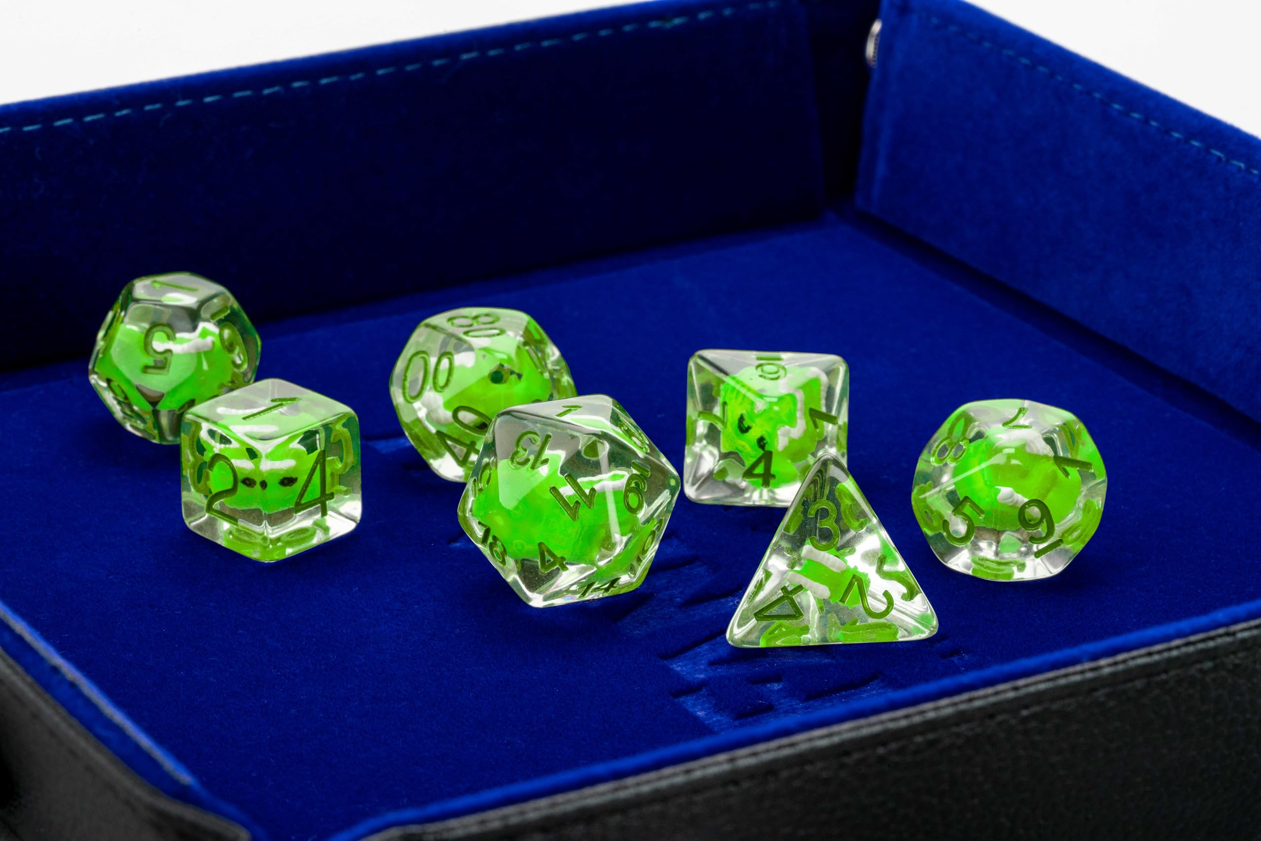 Metallic Dice Games Dragon StormTM FanRoll Green Dragon Resin Dice Set 4