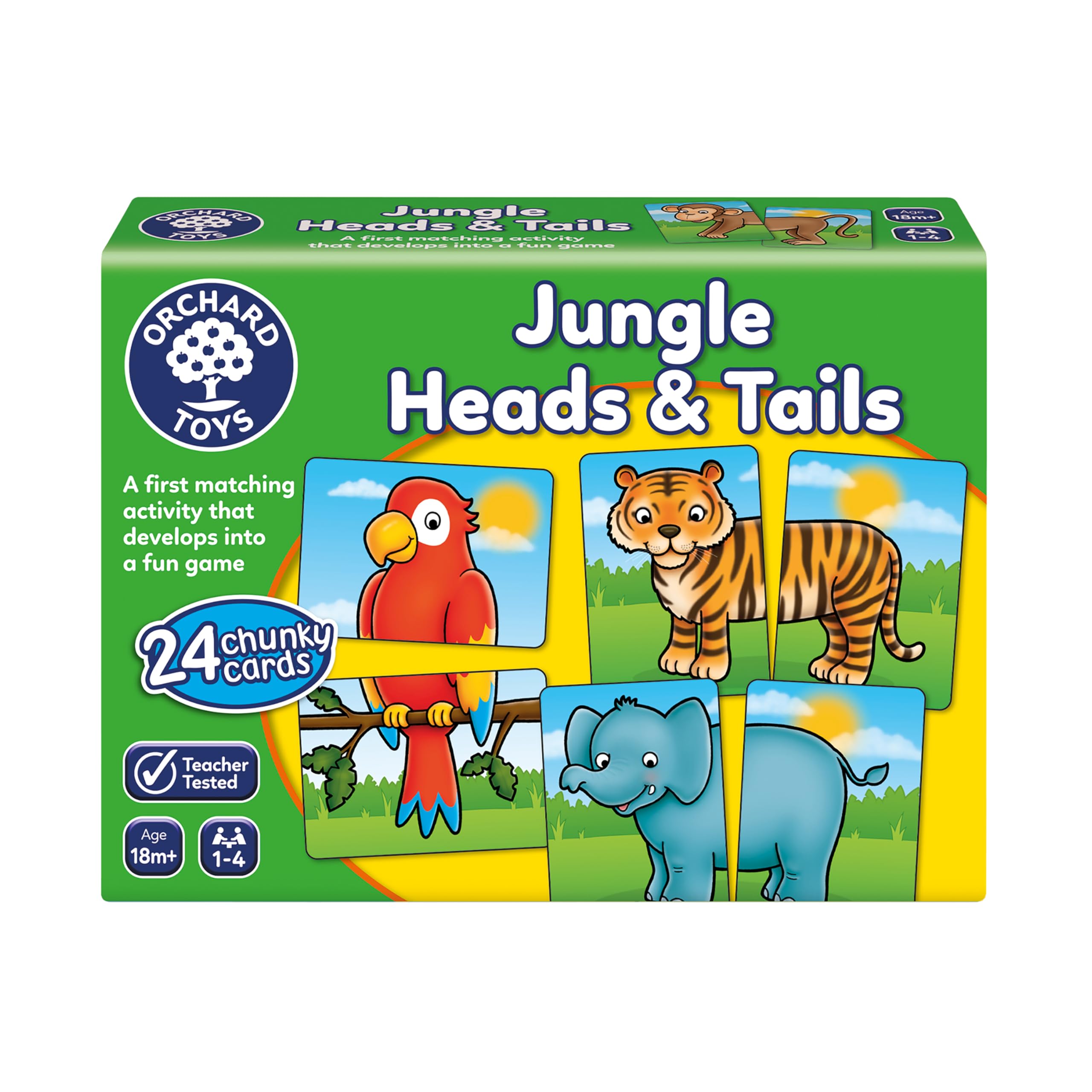 Orchard Toys Jungle Heads and Tails Matching Game - Educational, Ages 18 Months+, 1-4 Players