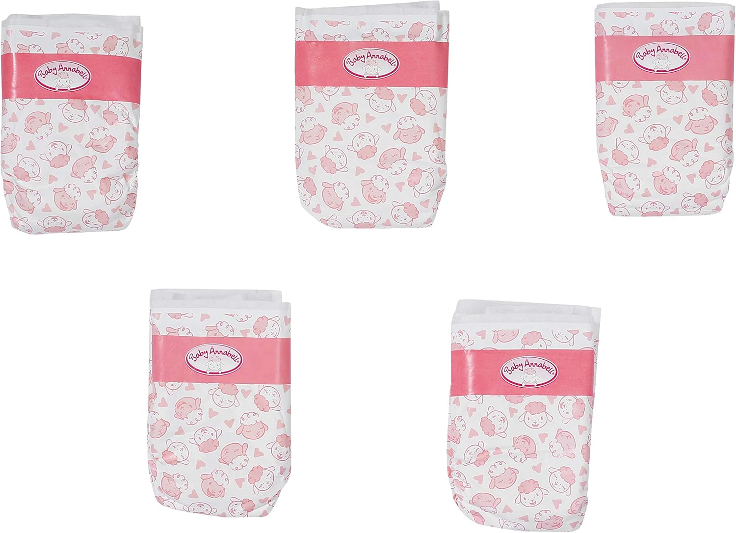 Baby Annabell Nappies 5 Pack - Easy-Fit for 43 cm Dolls, Ages 3+