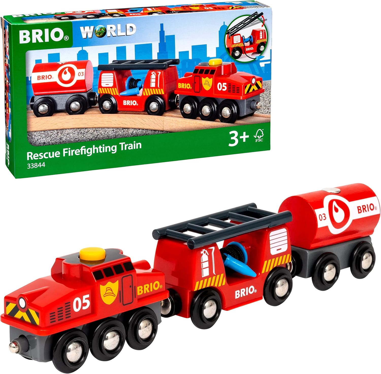 BRIO World Fire & Rescue Train Set - Compatible with BRIO Railway Systems
