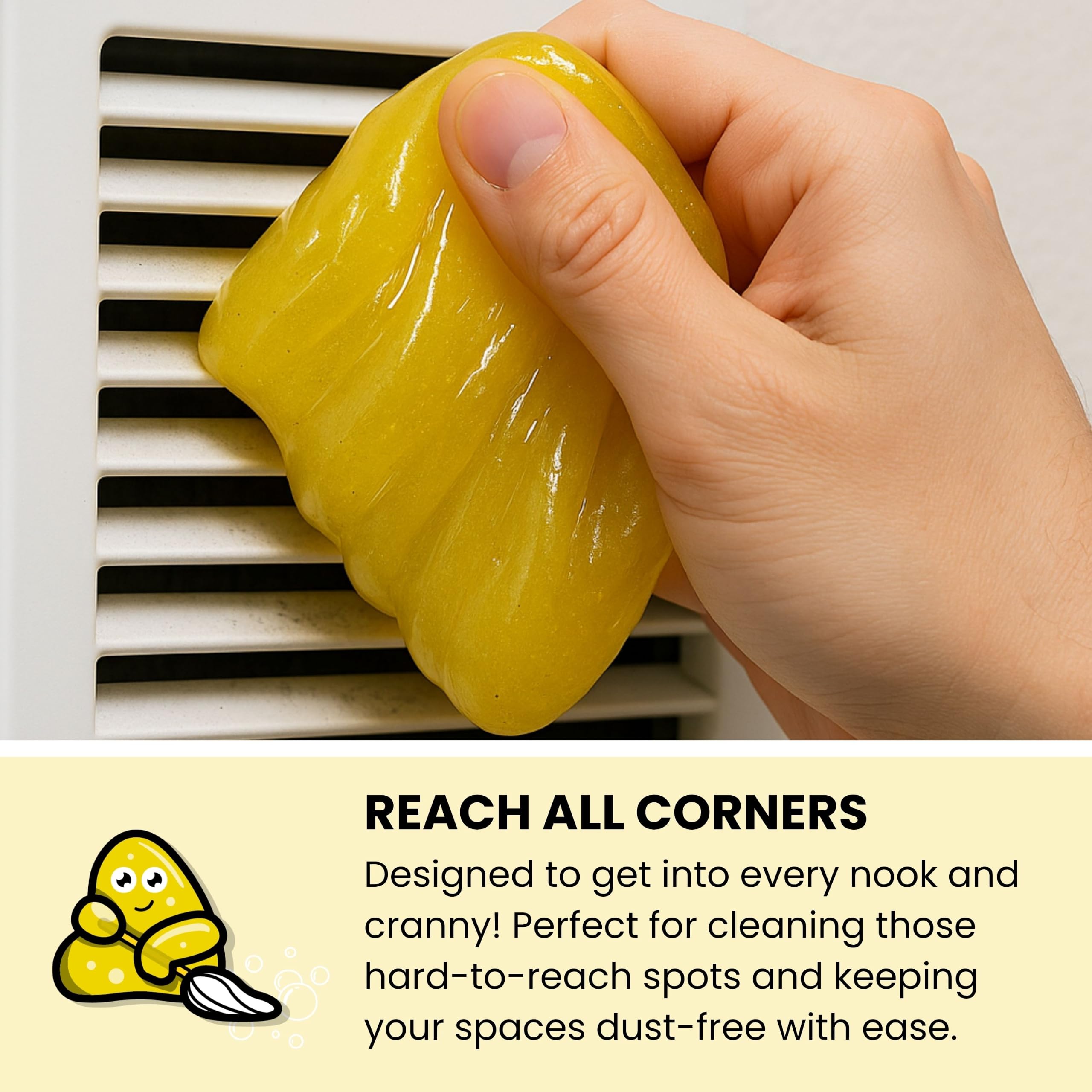 Slime Buddies Cleaning Putty Gel - Lemon Scented for Electronics & Car Interiors | Reusable 7