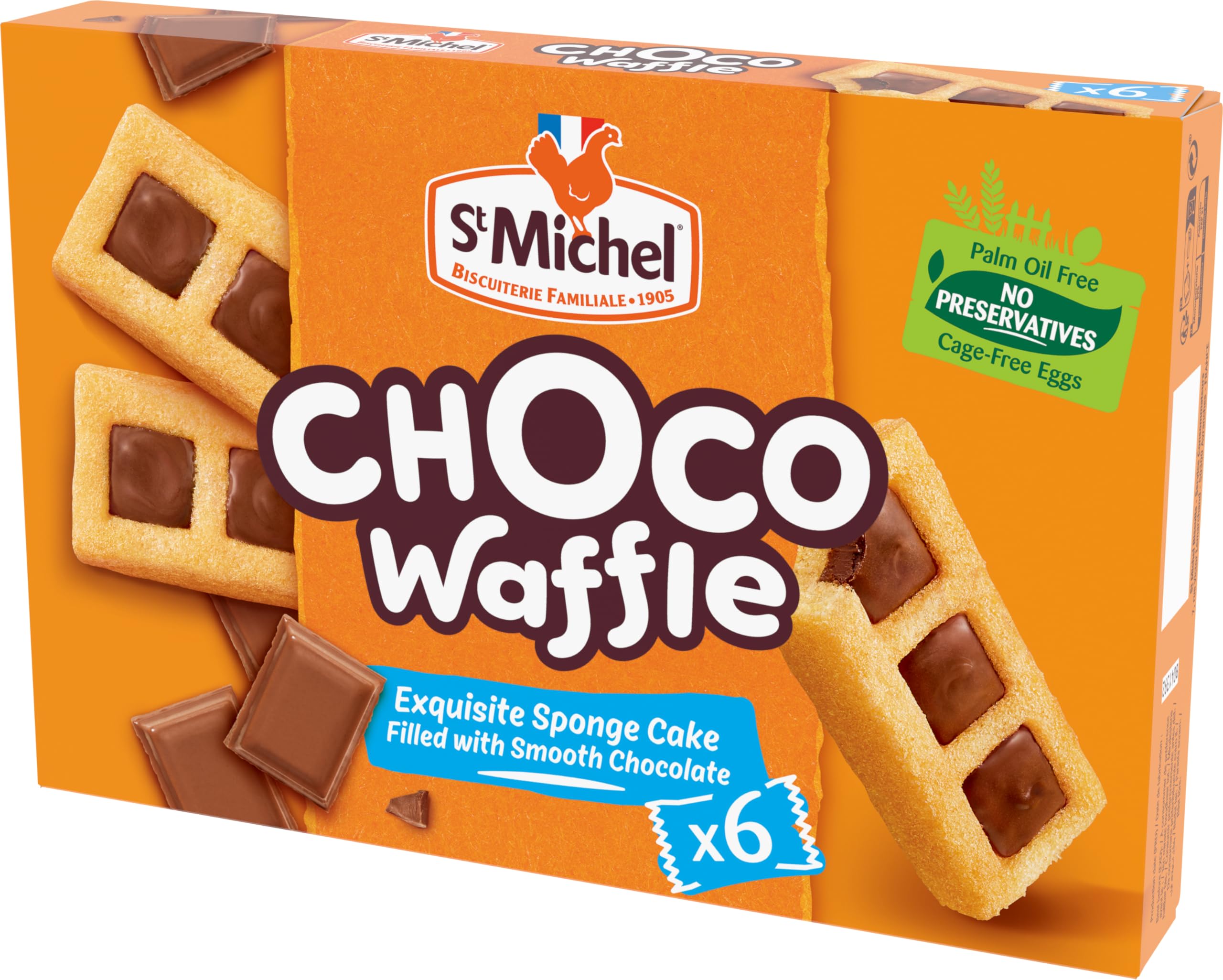 St Michel Choco Waffle - Sponge Cake with Chocolate Coating - 6 Portions