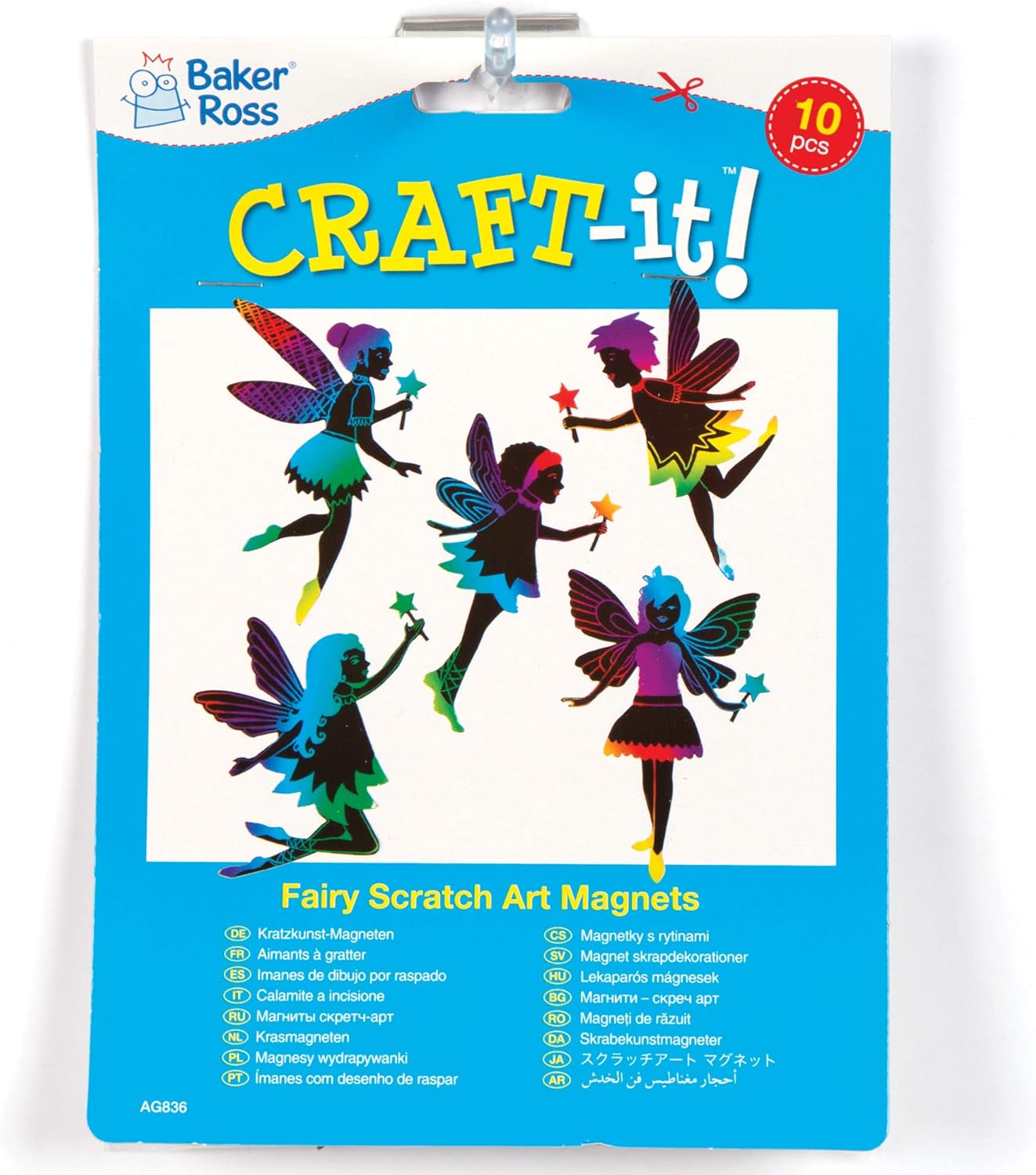 Baker Ross Fairy Scratch Art Magnets - Arts & Crafts Kit for Kids, Ages 3+ 6