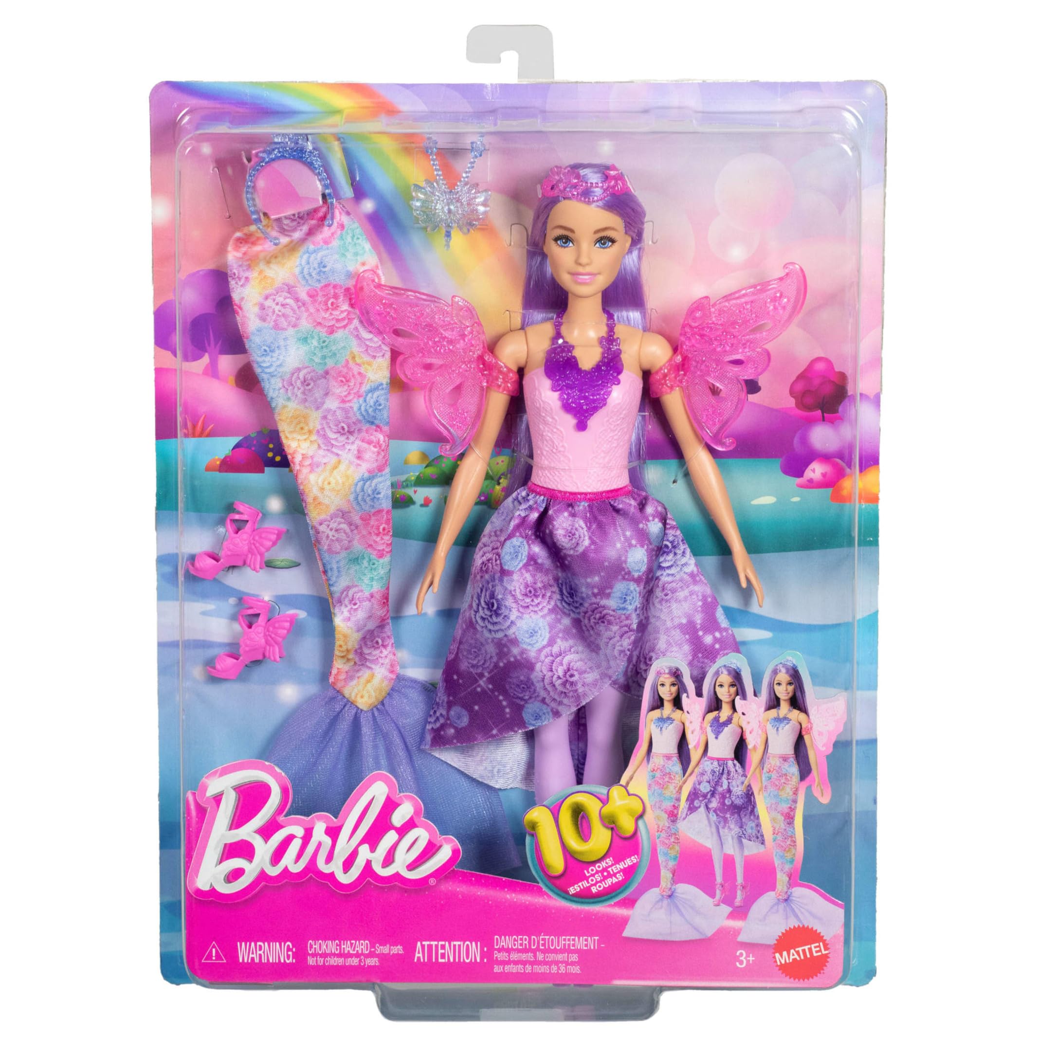 Barbie Fantasy Fashion Pack - 8-Piece Dress-Up Set with Mermaid Tail & Fairy Wings 5