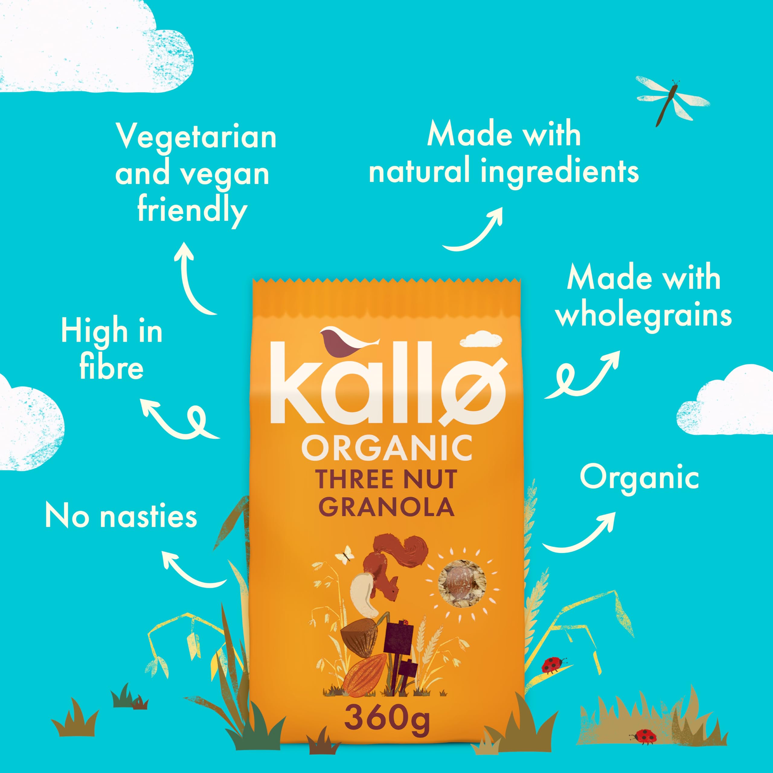 Kallo Organic Three Nut Crunch Granola, 360g – High-Fibre, Wholegrain Breakfast Cereal 4
