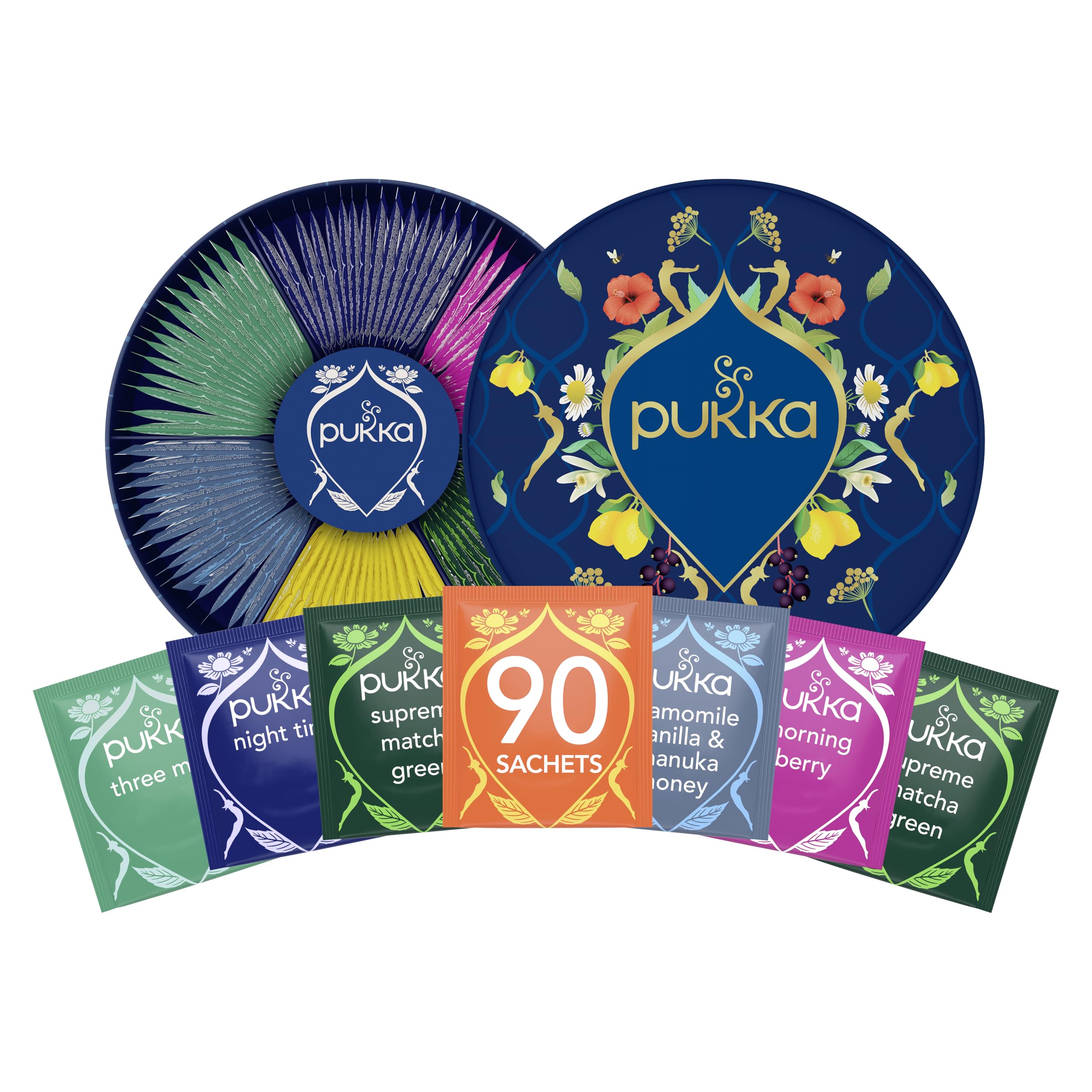 Pukka Herbs Organic Herbal Tea Selection Gift Set Box | 90 Sachets, 6 Blends | Supports Relaxation & Immunity 1