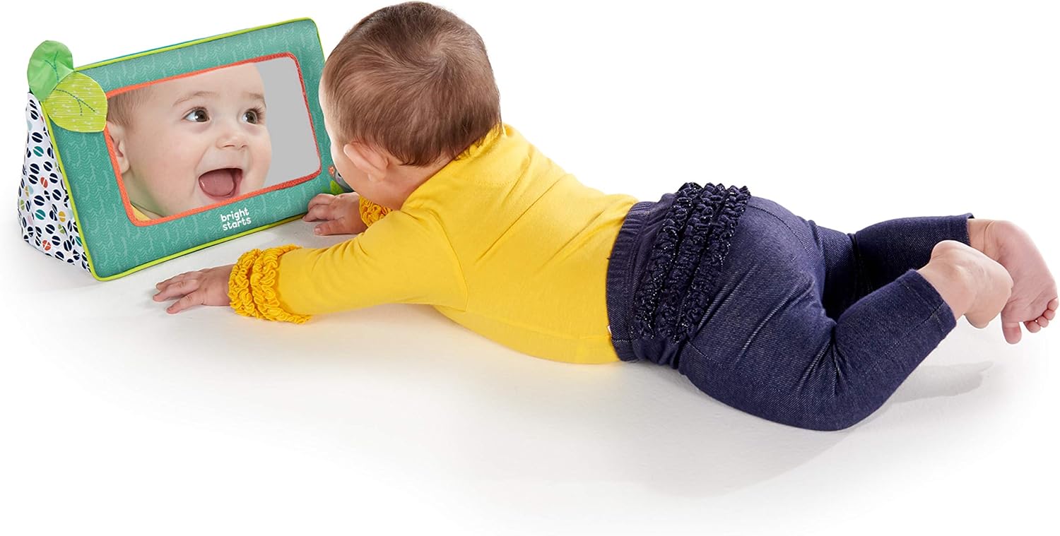 Bright Starts Sit and See Safari Floor Mirror - Crinkly Fabric & Foldable Design for Tummy Time 6