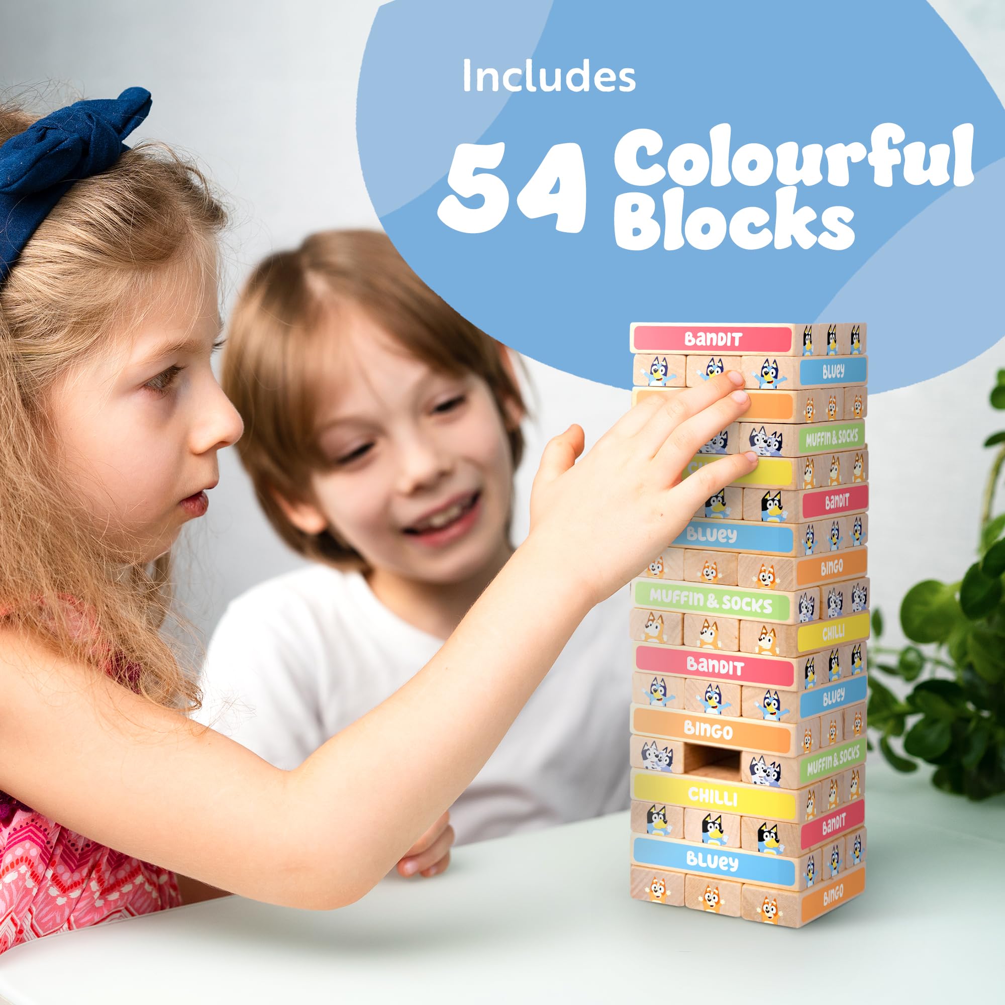 Bluey - Tumbling Tower Game 54 FSC-Certified Wooden Blocks 7