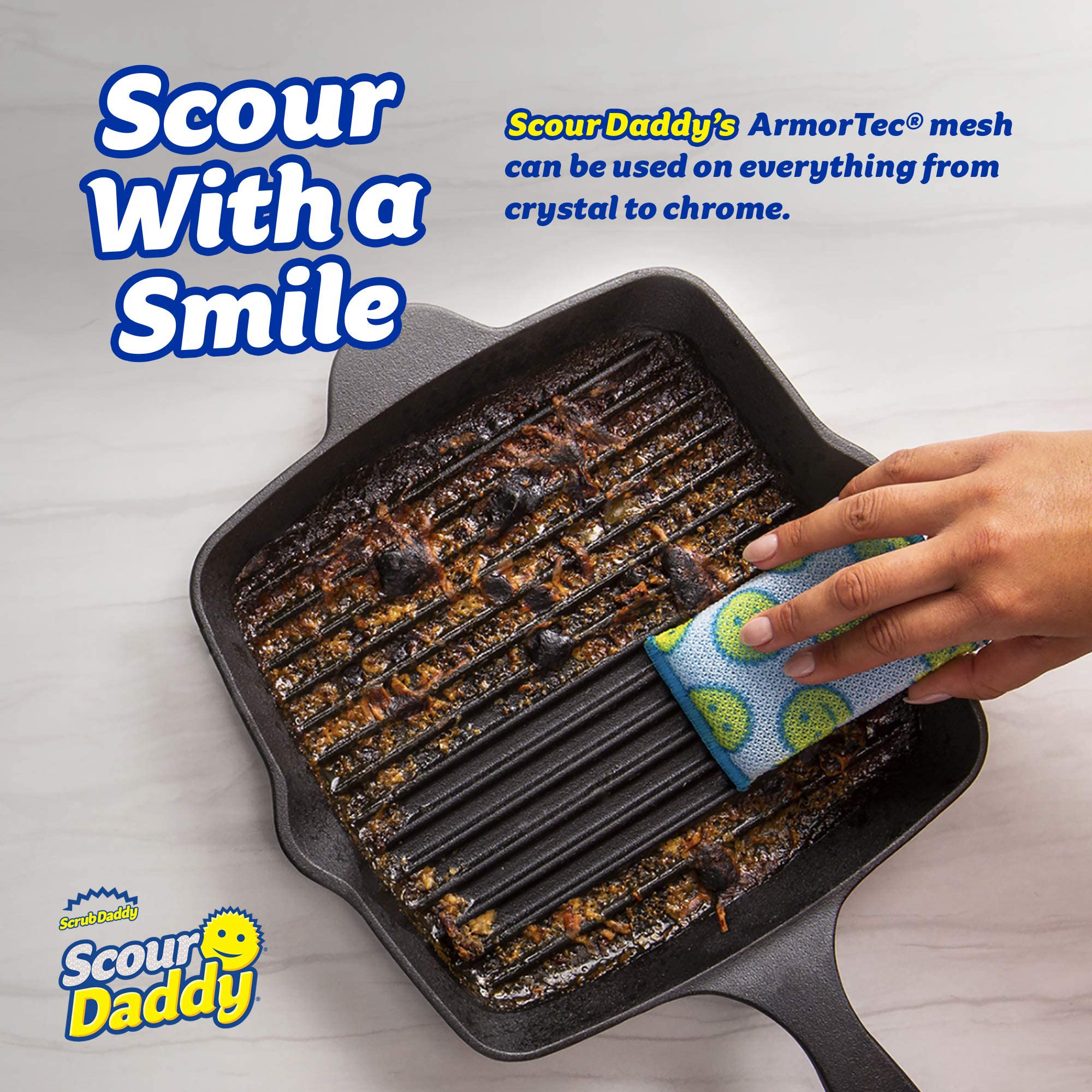 Scrub Daddy Scour Daddy - 3 Count Pack | Scratch-Free Scouring | Heat-Treated Mesh
