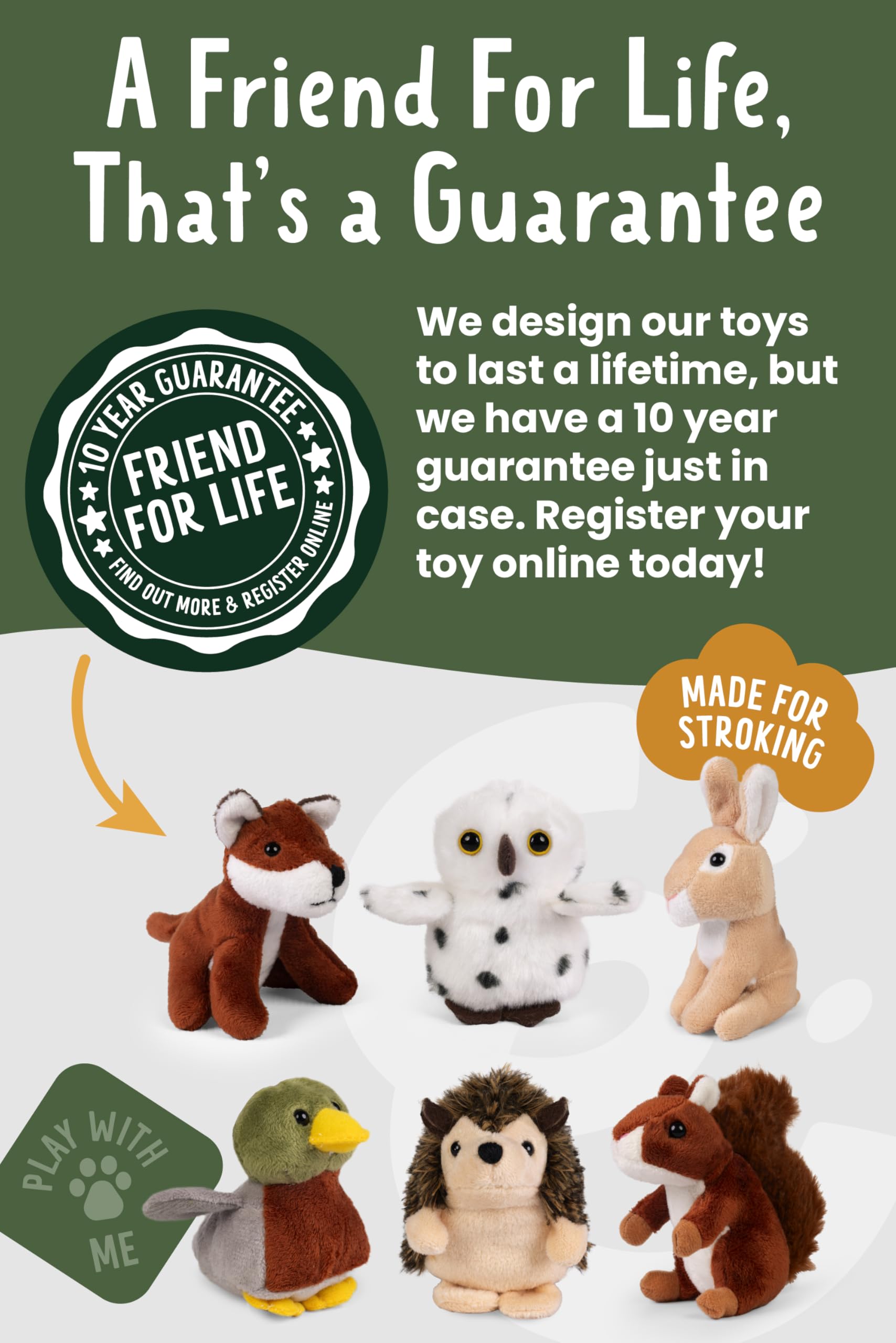 Living Nature Wildlife Buddies - 6 x Realistic Mini Woodland Plush Toys for Kids & Collectors 7