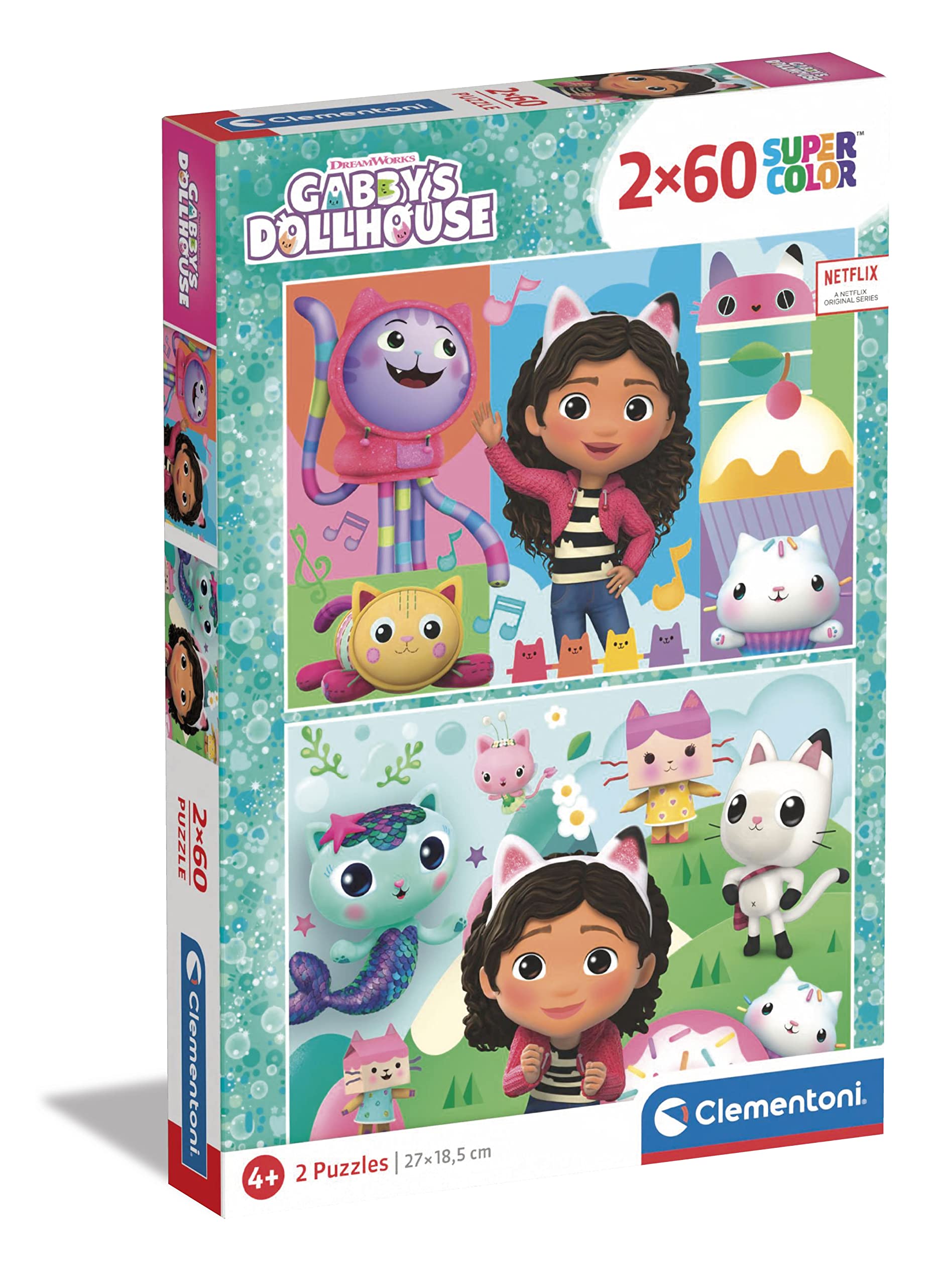 Clementoni Gabby's Dollhouse Puzzle - 2 x 60-Piece Jigsaw Puzzles for Kids