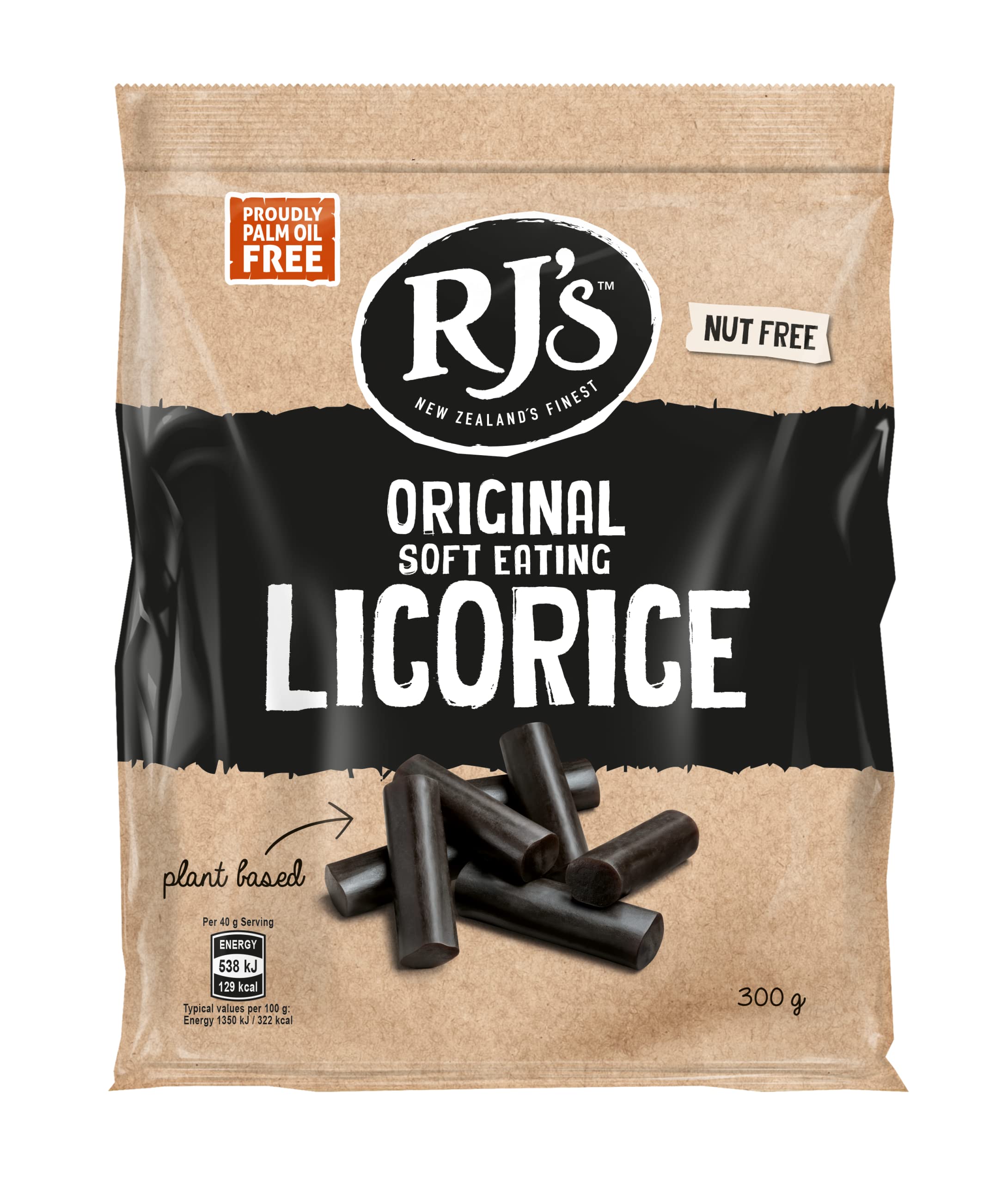 RJ's Natural Black Soft Eating Licorice, 300g