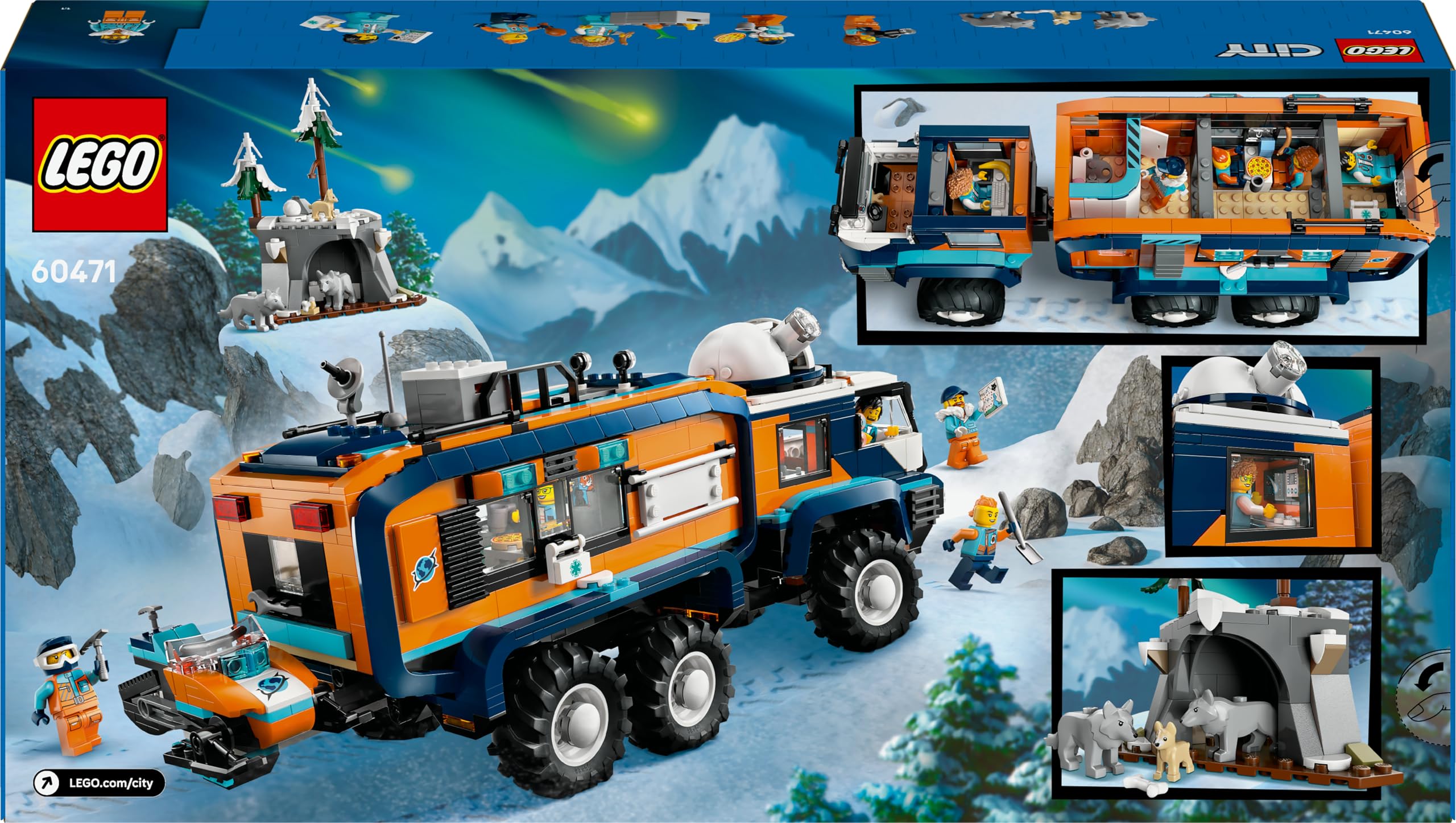 LEGO City Arctic Explorer Science Lab Truck - Building Set with Minifigures & Snowmobile for Ages 8+ 8