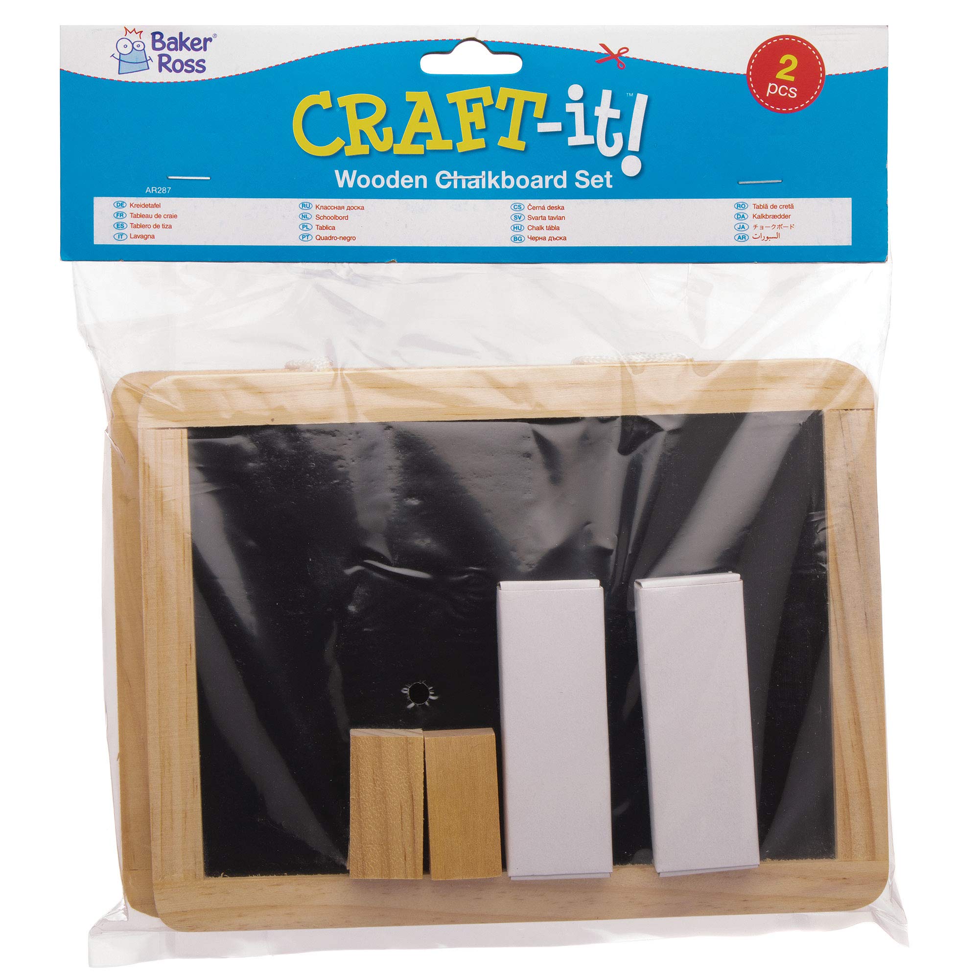 Baker Ross Wooden Chalk Board Set - Double-Sided Kids Craft Activity with Chalk and Eraser 4