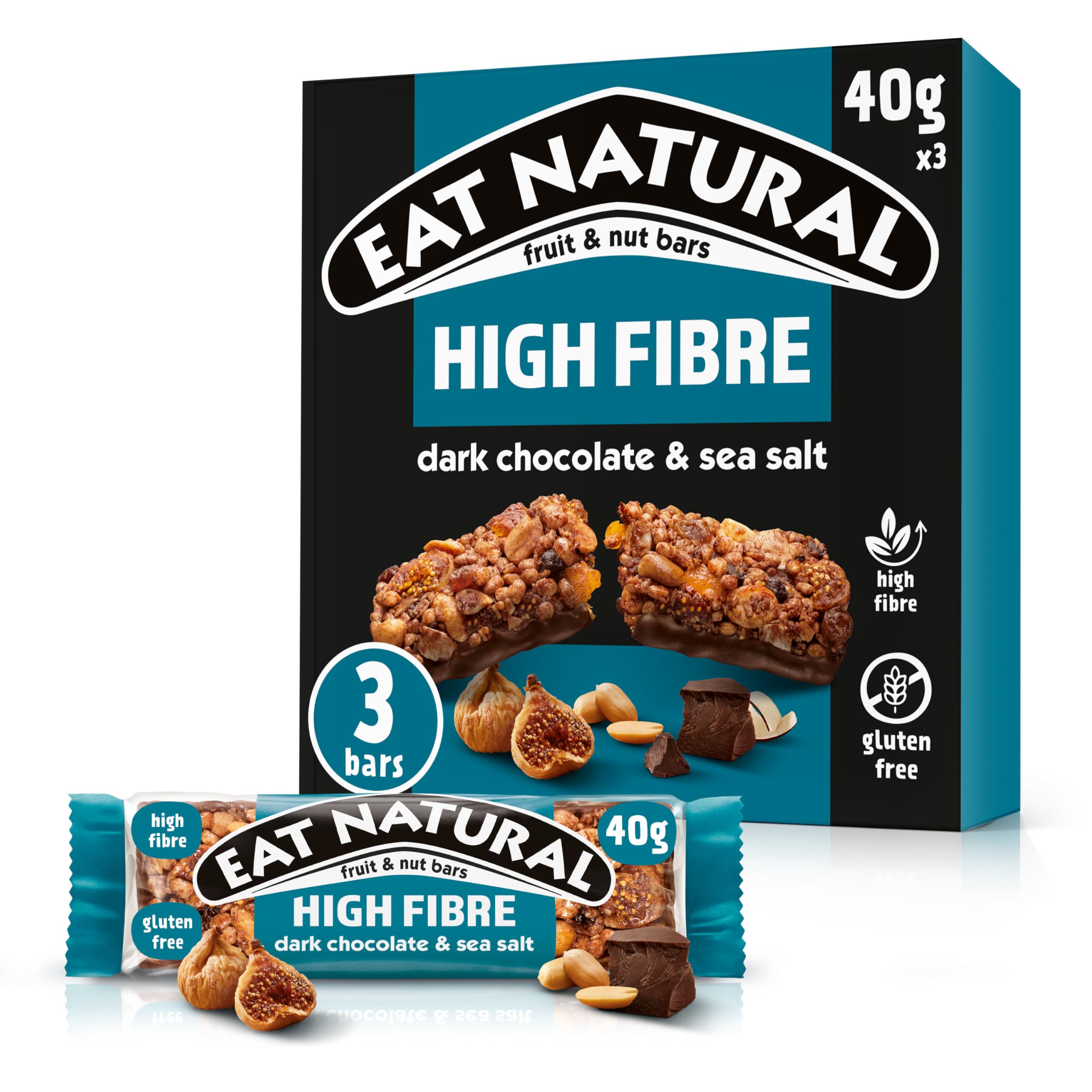 Eat Natural Dark Chocolate & Sea Salt Fruit & Nut Bars 3 x 40g