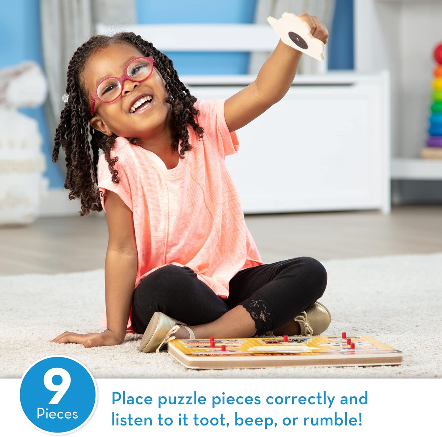 Melissa & Doug Vehicles Wooden Peg Puzzle - Sound-Enhanced Learning Toy for 2+ Year Olds 6