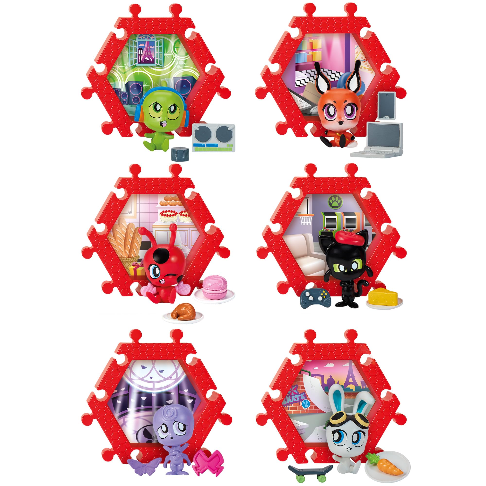 Bandai Miraculous Shack Stack Surprise - Ladybug & Cat Noir Chibi Figure with Accessories 9