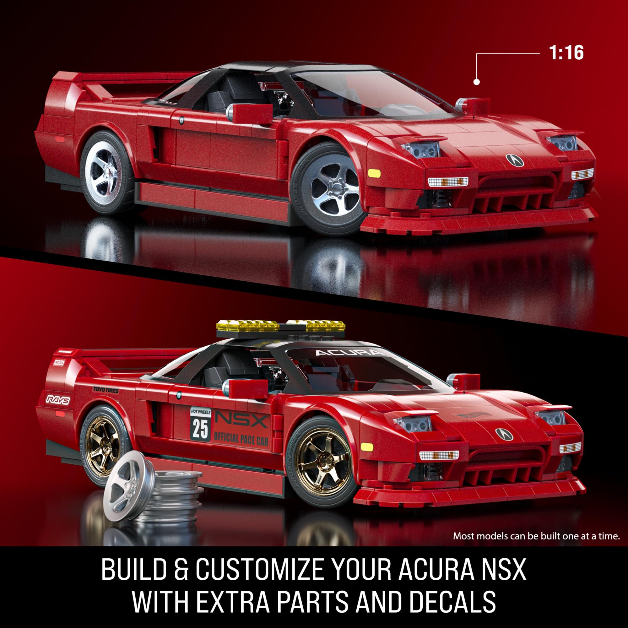 Mattel Brick Shop Hot Wheels Elite Series '90 Acura NSX Building Set - 871-Piece Vehicle Model for Ages 10+ 7
