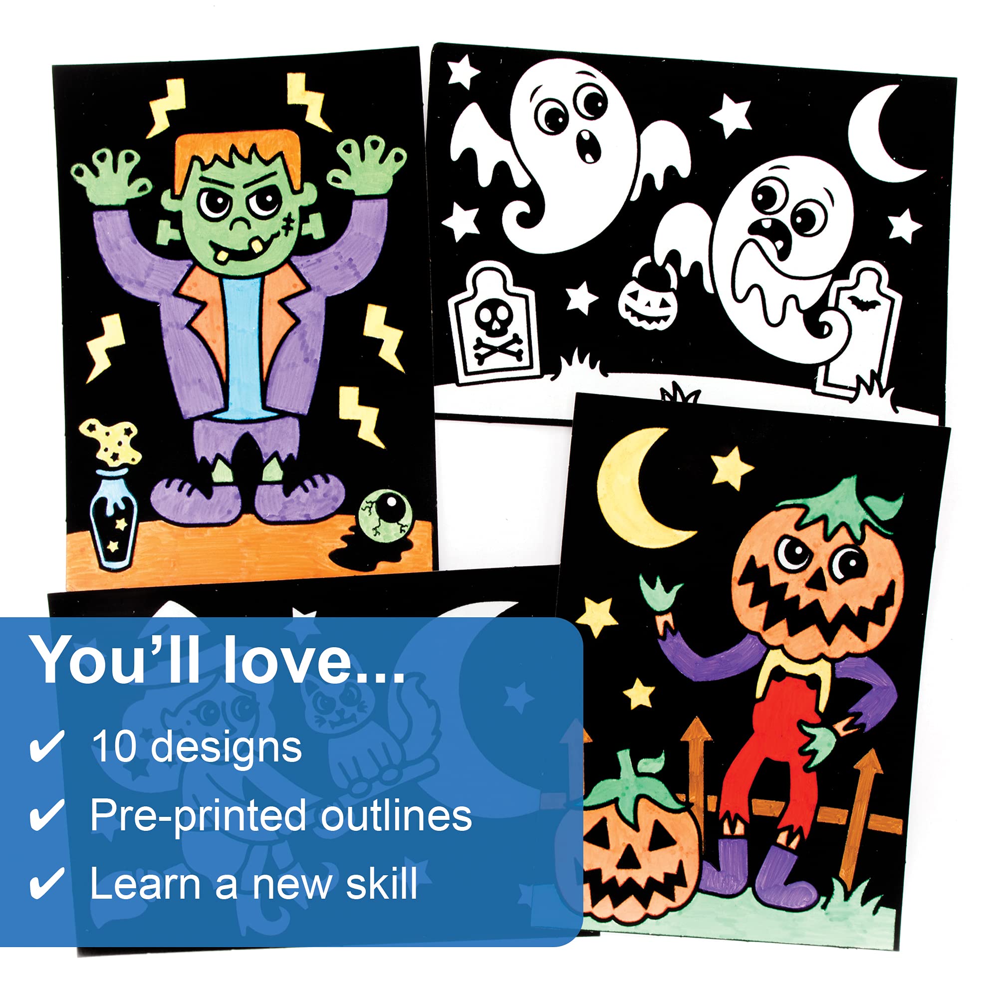 Baker Ross Halloween Colour In Picture Decorations - Pack of 10 Felt Craft Kit 7