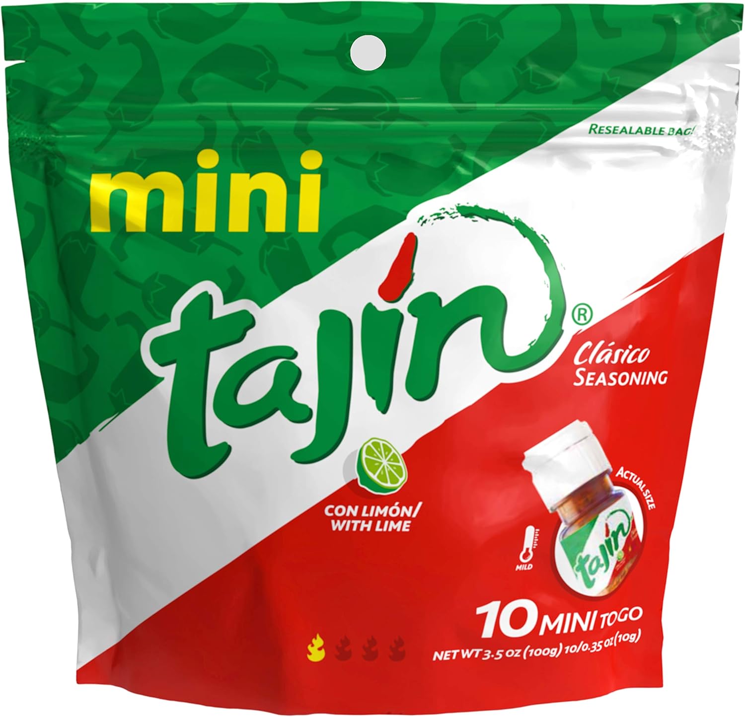 Tajín Clásico Seasoning Mini Pouch 0.35 oz (Pack of 10) – Authentic Mexican Chili Lime Spice
