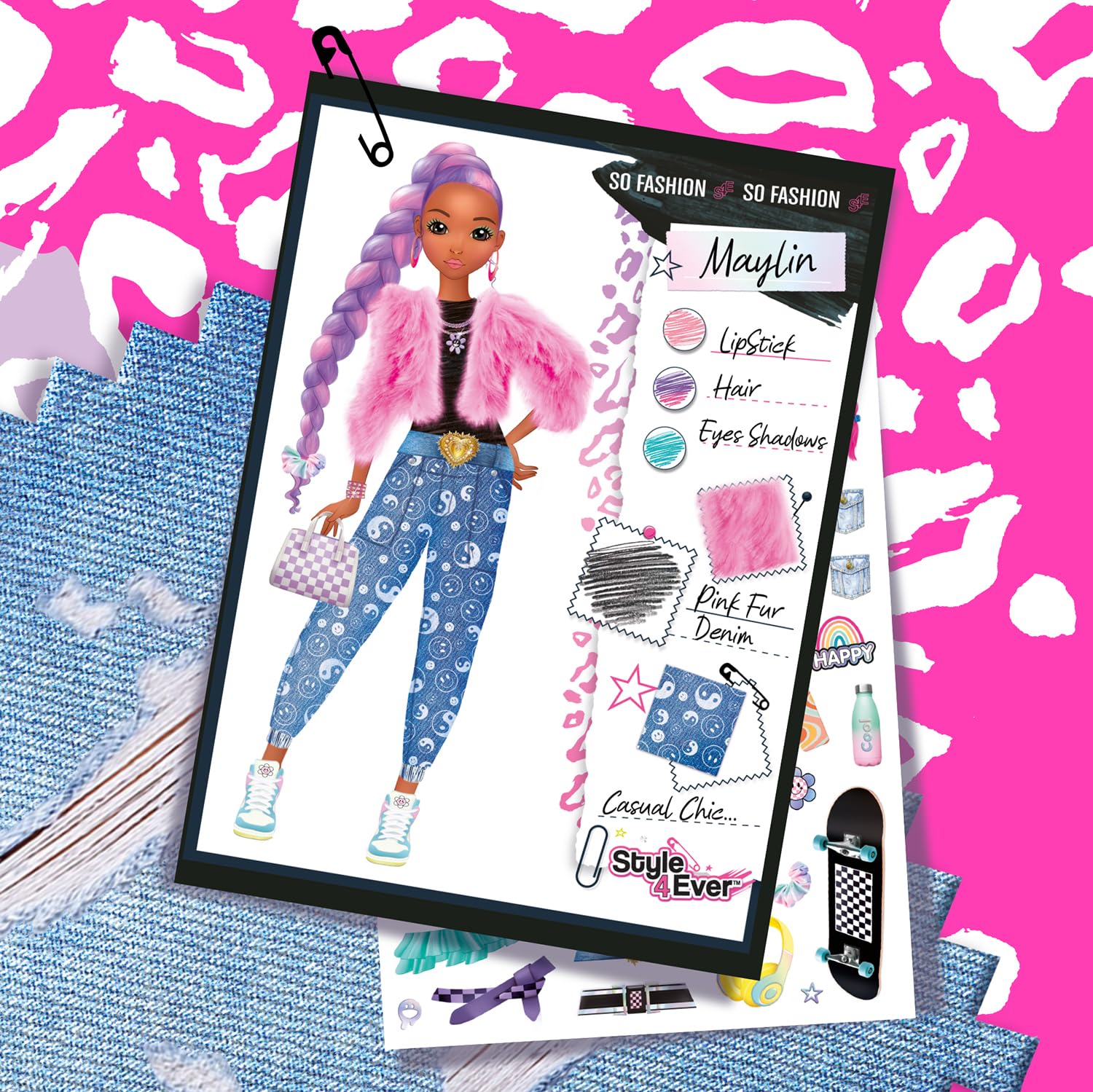 Style 4 Ever Fashion Designer Studio - Real Adhesive Fabrics & Design Kit 7