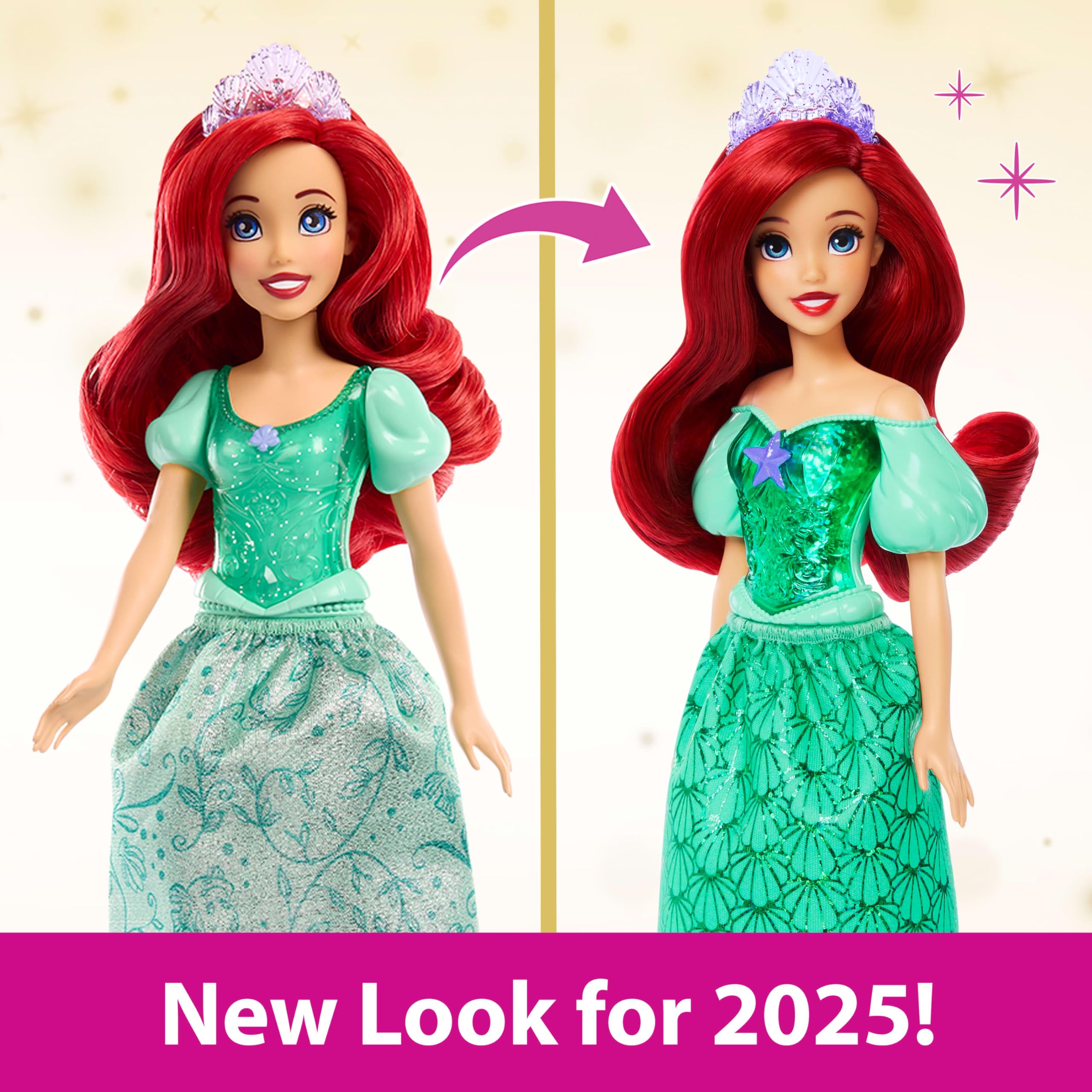 Mattel Disney Princess Ariel Posable Fashion Doll with Sparkling Outfit & Accessories, HLW10 7