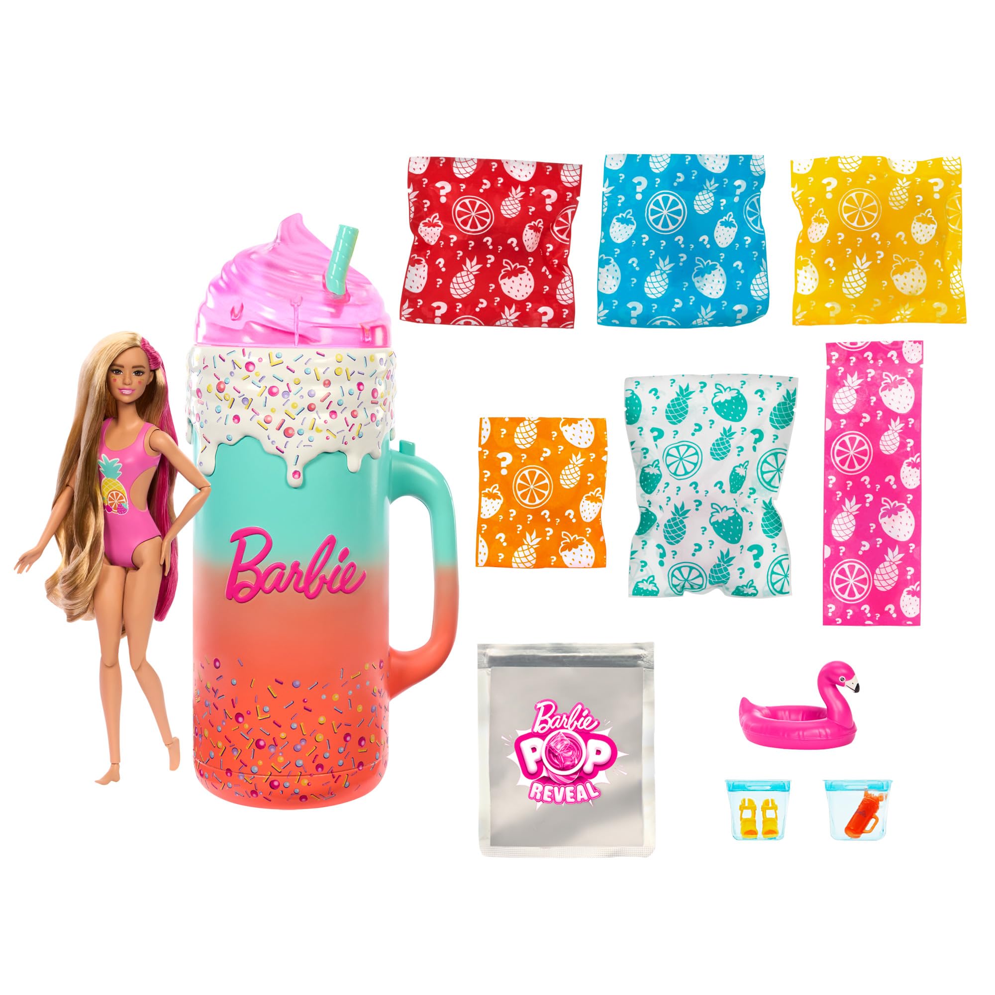 Barbie Pop Reveal Doll & Accessories - Rise & Surprise Fruit Series Playset for Kids 3+ 6