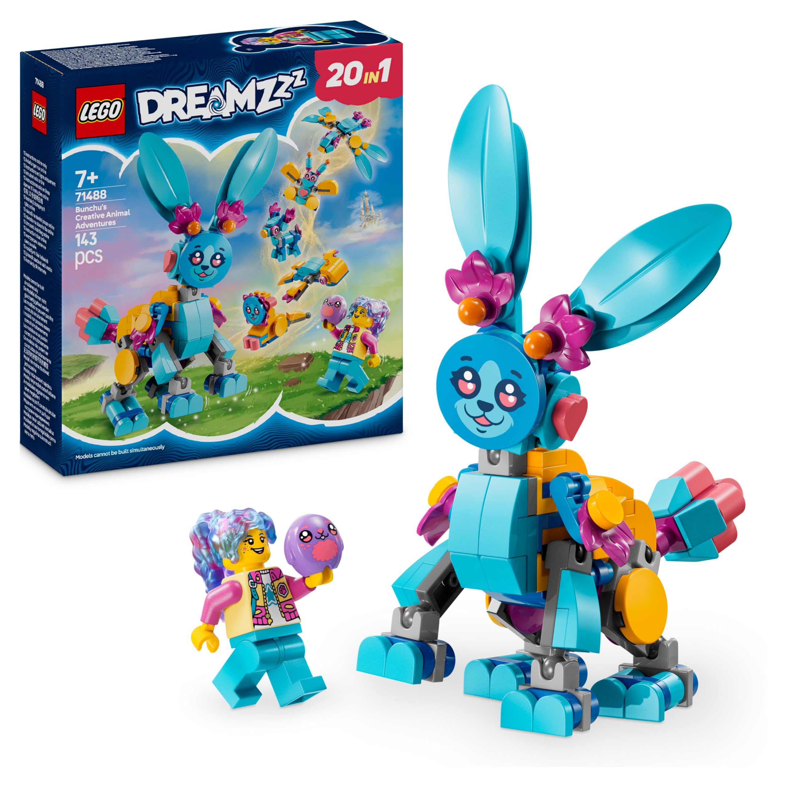 LEGO DREAMZzz Bunchu’s Creative Animal Adventures Set - 20-in-1 Rebuildable Bunny Figure for Ages 7+