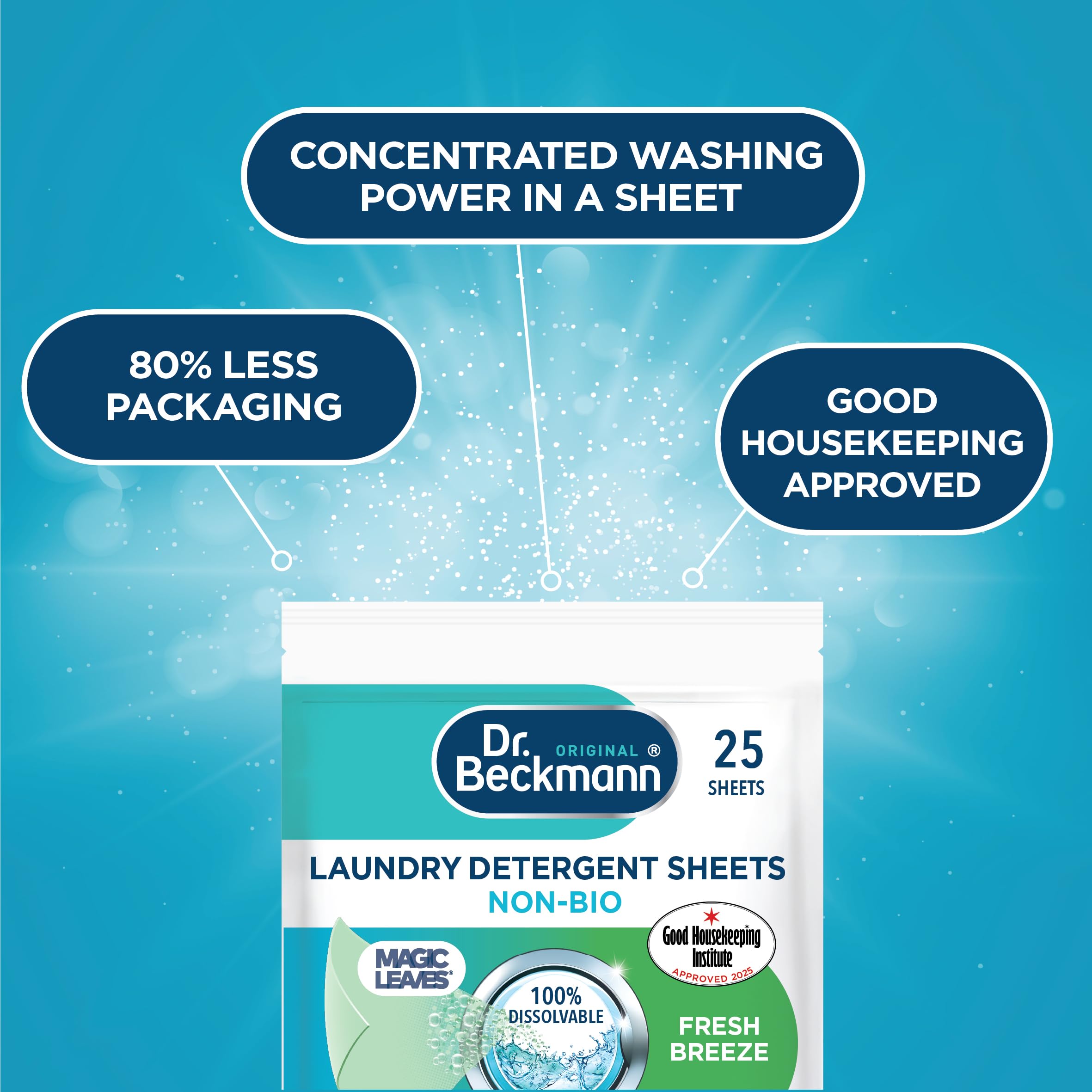Dr. Beckmann MAGIC LEAVES NON-BIO Laundry Detergent Sheets - Spring Fresh Scent | 25 Count 2